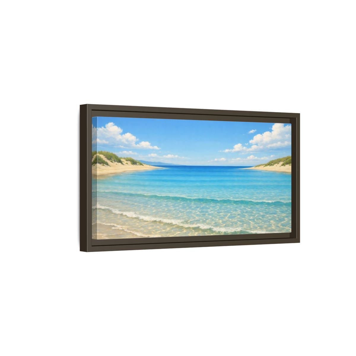 Landscape Nature Beach Blue - Framed Canvas Wall Art Print - YesArtYes