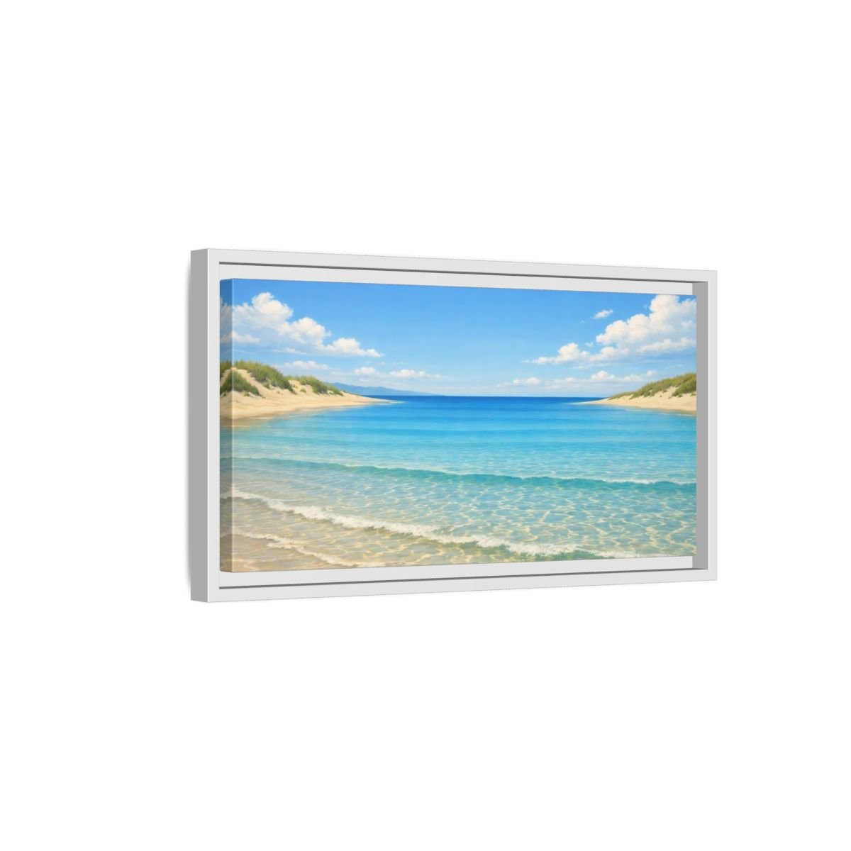 Landscape Nature Beach Blue - Framed Canvas Wall Art Print - YesArtYes