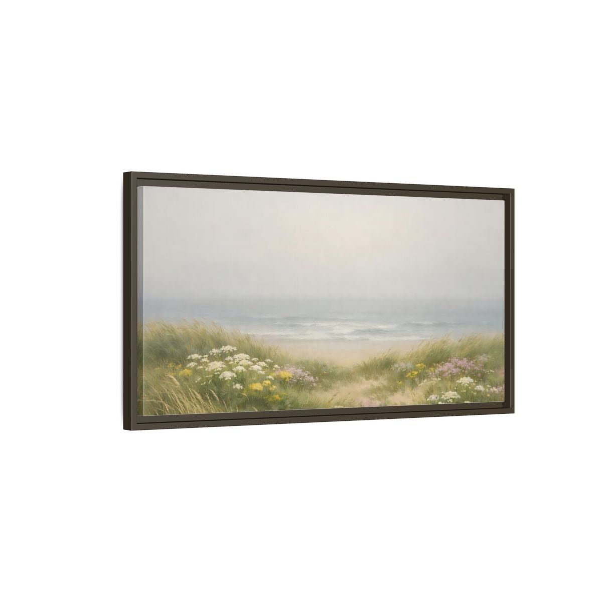 Landscape Nature Beach Dunes Misty Coastal - Framed Canvas Wall Art Print - YesArtYes