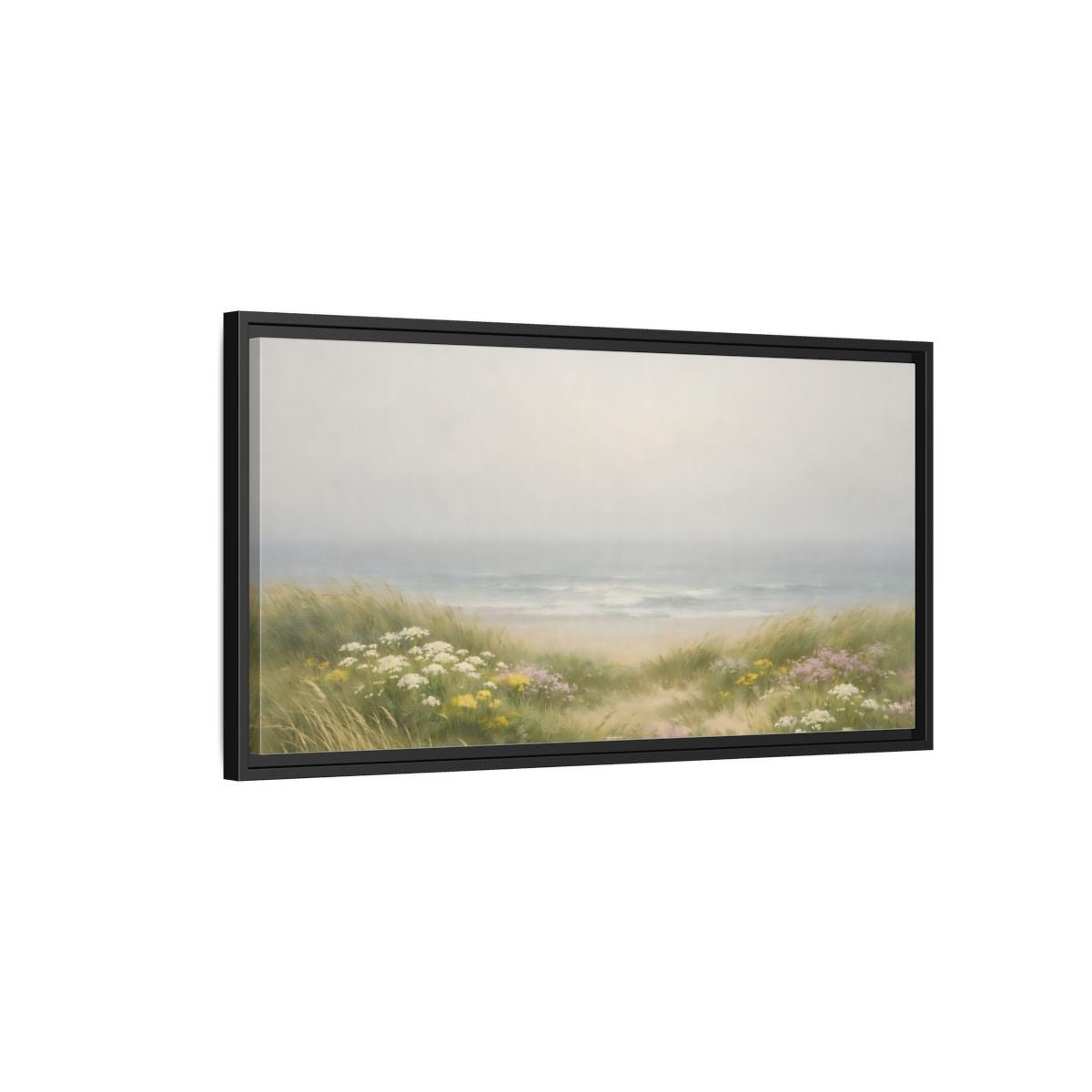 Landscape Nature Beach Dunes Misty Coastal - Framed Canvas Wall Art Print - YesArtYes