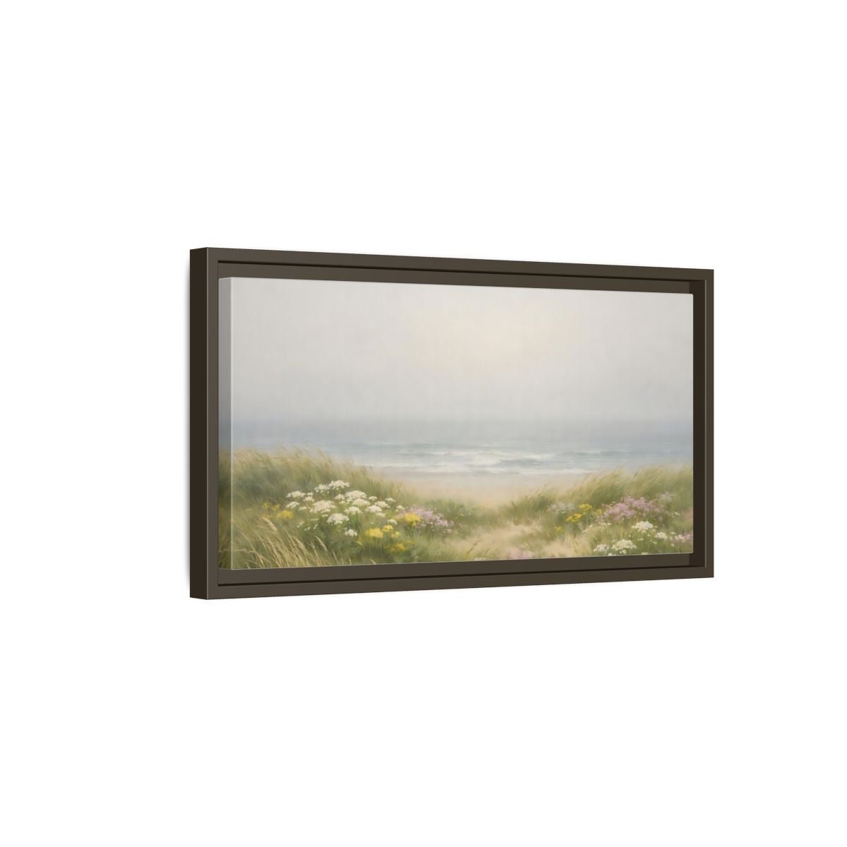 Landscape Nature Beach Dunes Misty Coastal - Framed Canvas Wall Art Print - YesArtYes