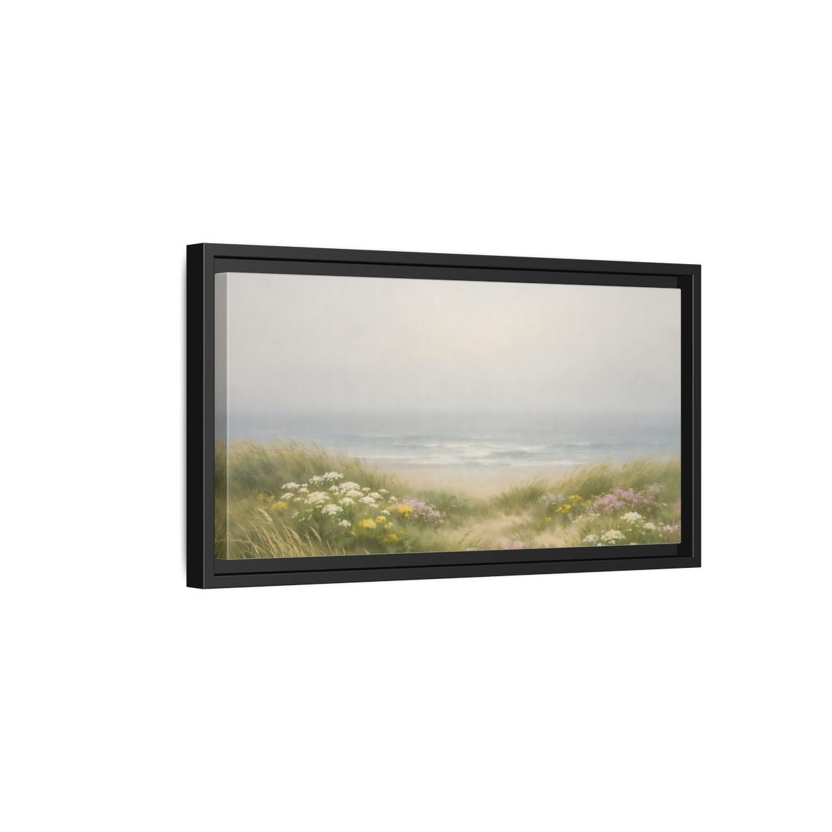 Landscape Nature Beach Dunes Misty Coastal - Framed Canvas Wall Art Print - YesArtYes