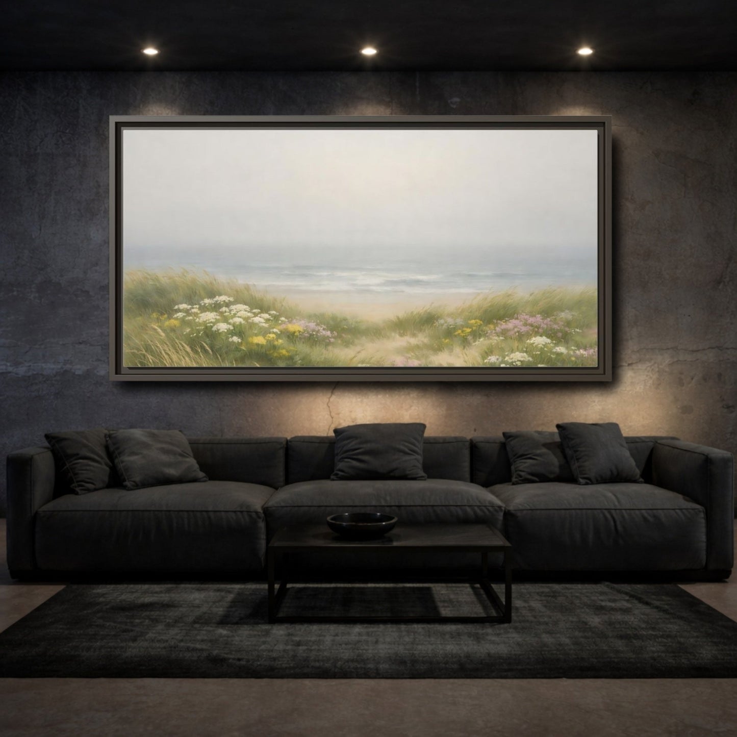 Landscape Nature Beach Dunes Misty Coastal - Framed Canvas Wall Art Print - YesArtYes