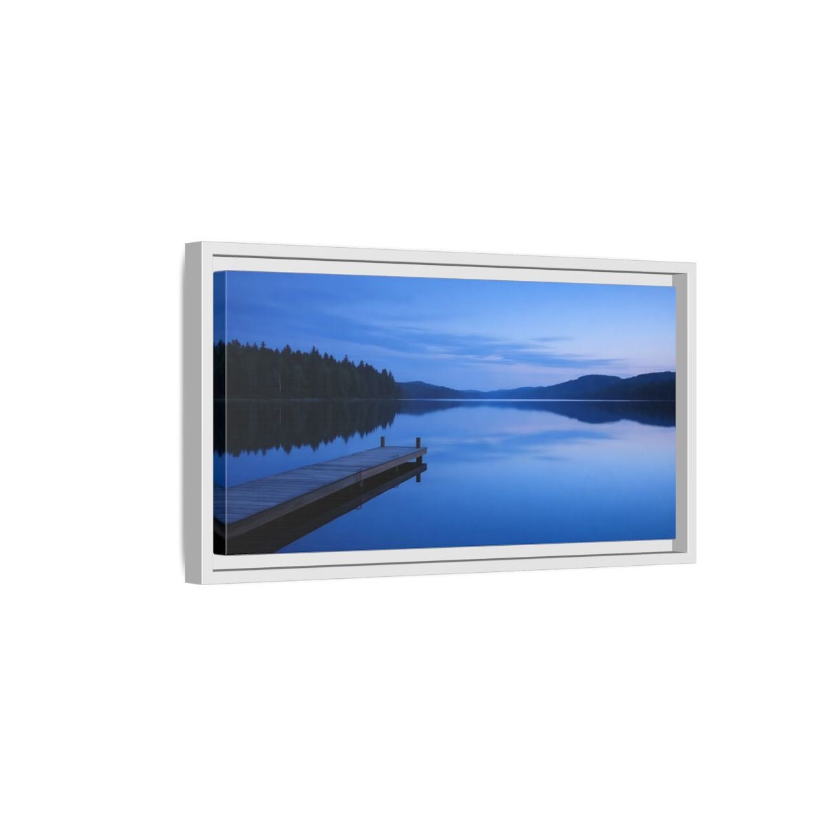 Landscape Nature Calm Lake Blue - Framed Canvas Wall Art Print - YesArtYes