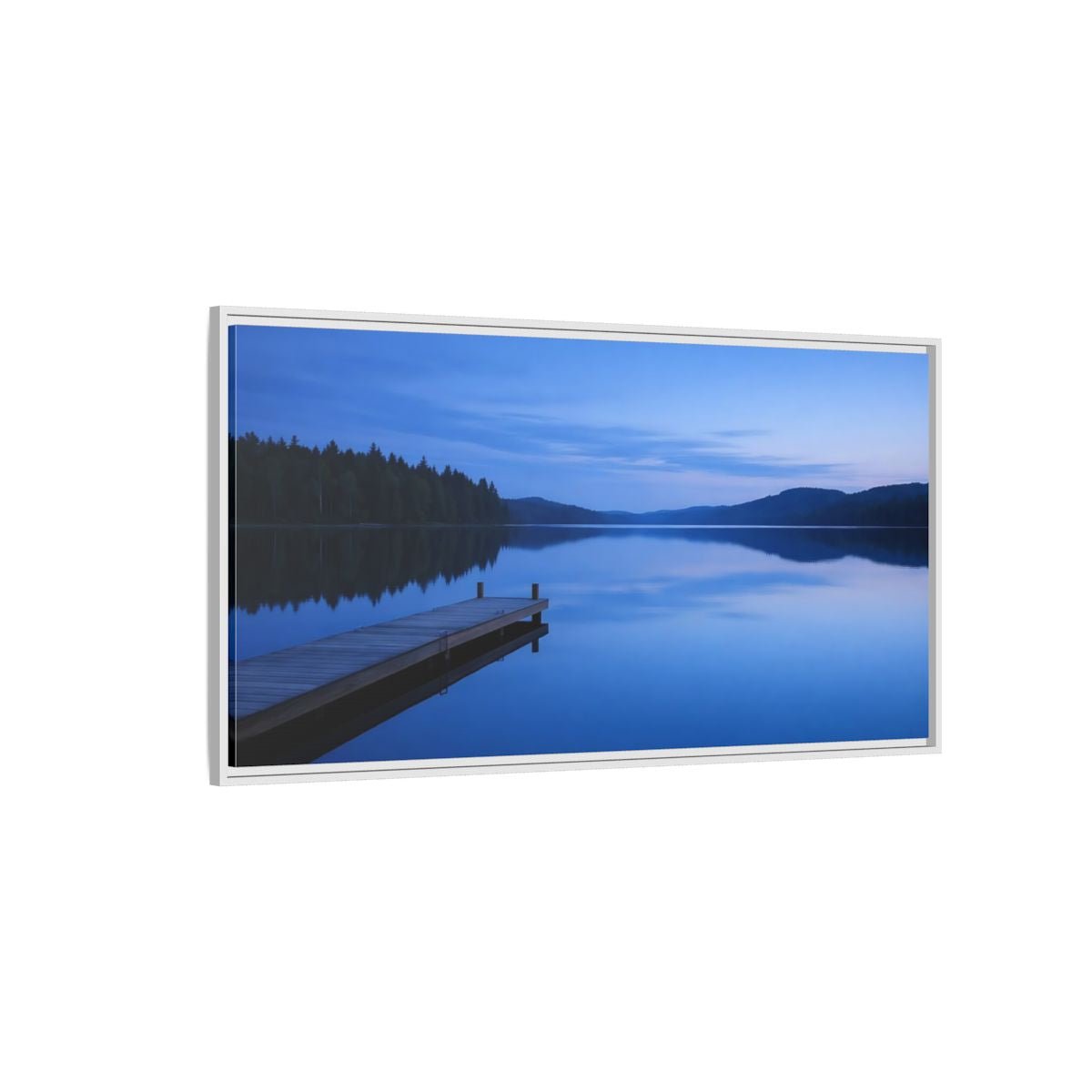 Landscape Nature Calm Lake Blue - Framed Canvas Wall Art Print - YesArtYes