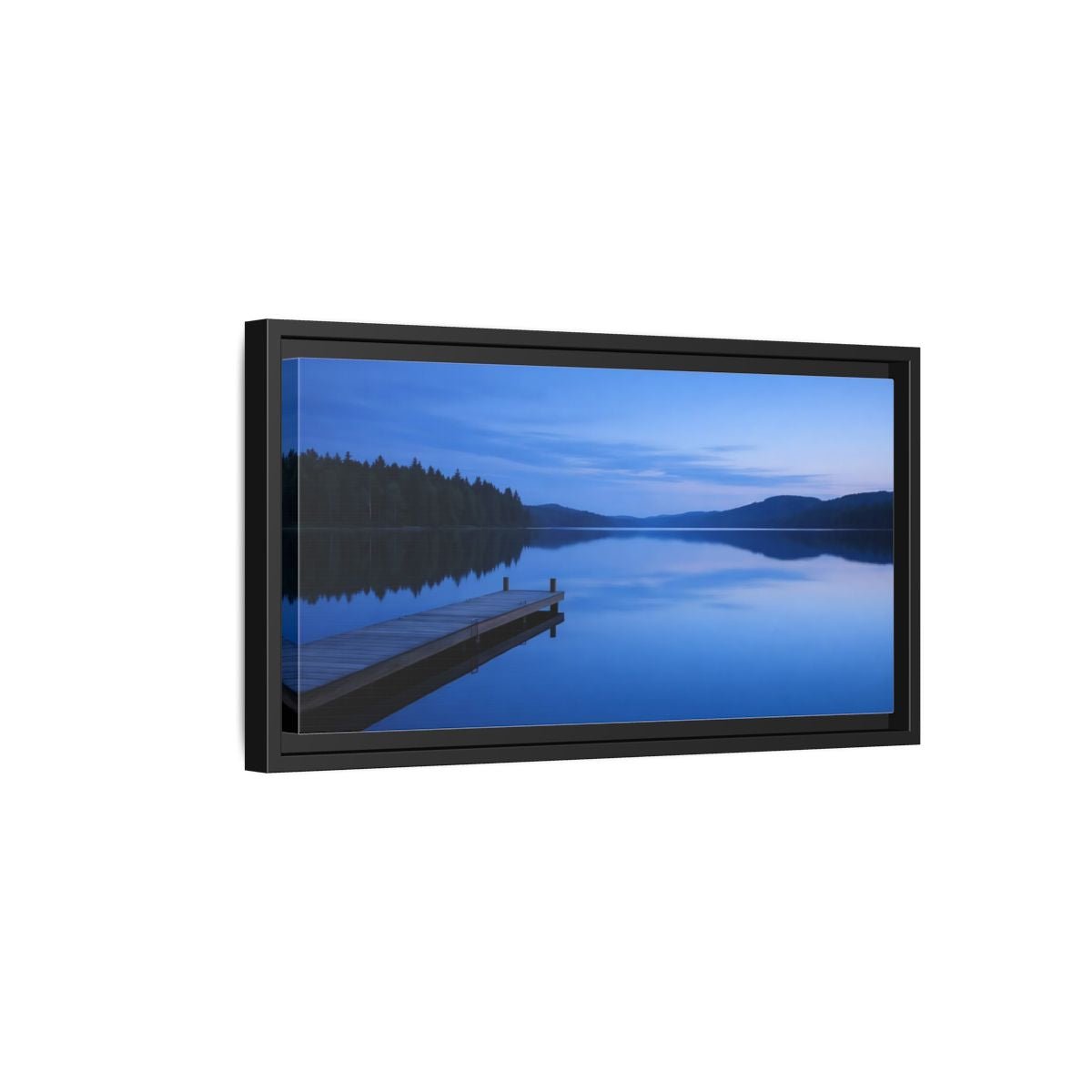 Landscape Nature Calm Lake Blue - Framed Canvas Wall Art Print - YesArtYes