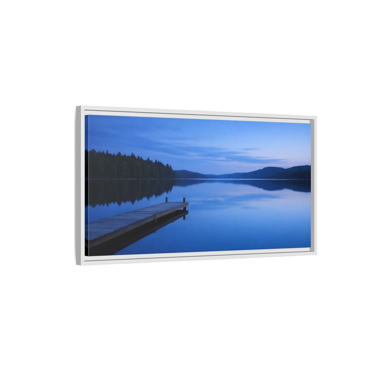 Landscape Nature Calm Lake Blue - Framed Canvas Wall Art Print - YesArtYes