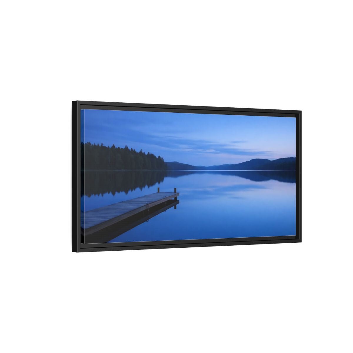 Landscape Nature Calm Lake Blue - Framed Canvas Wall Art Print - YesArtYes