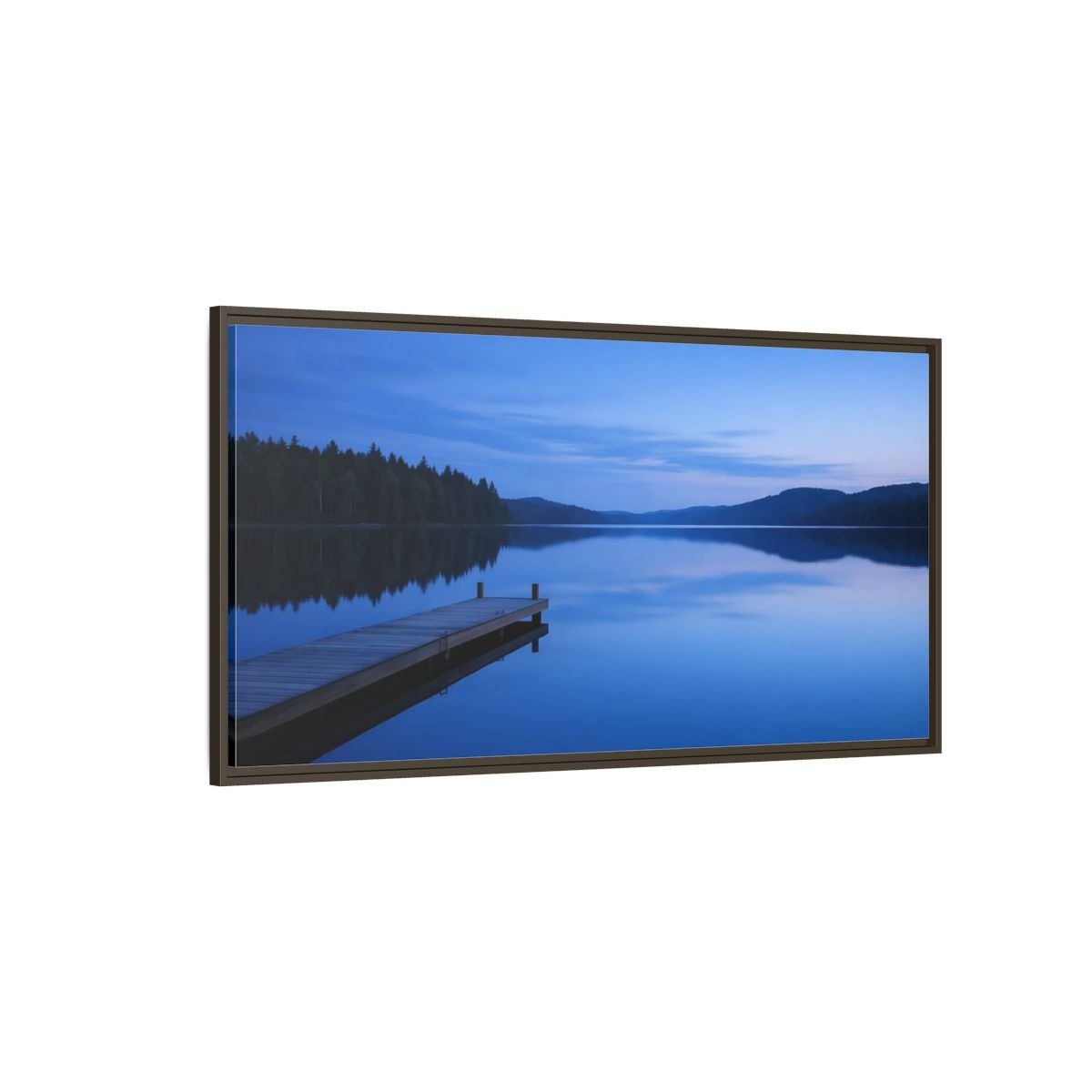 Landscape Nature Calm Lake Blue - Framed Canvas Wall Art Print - YesArtYes