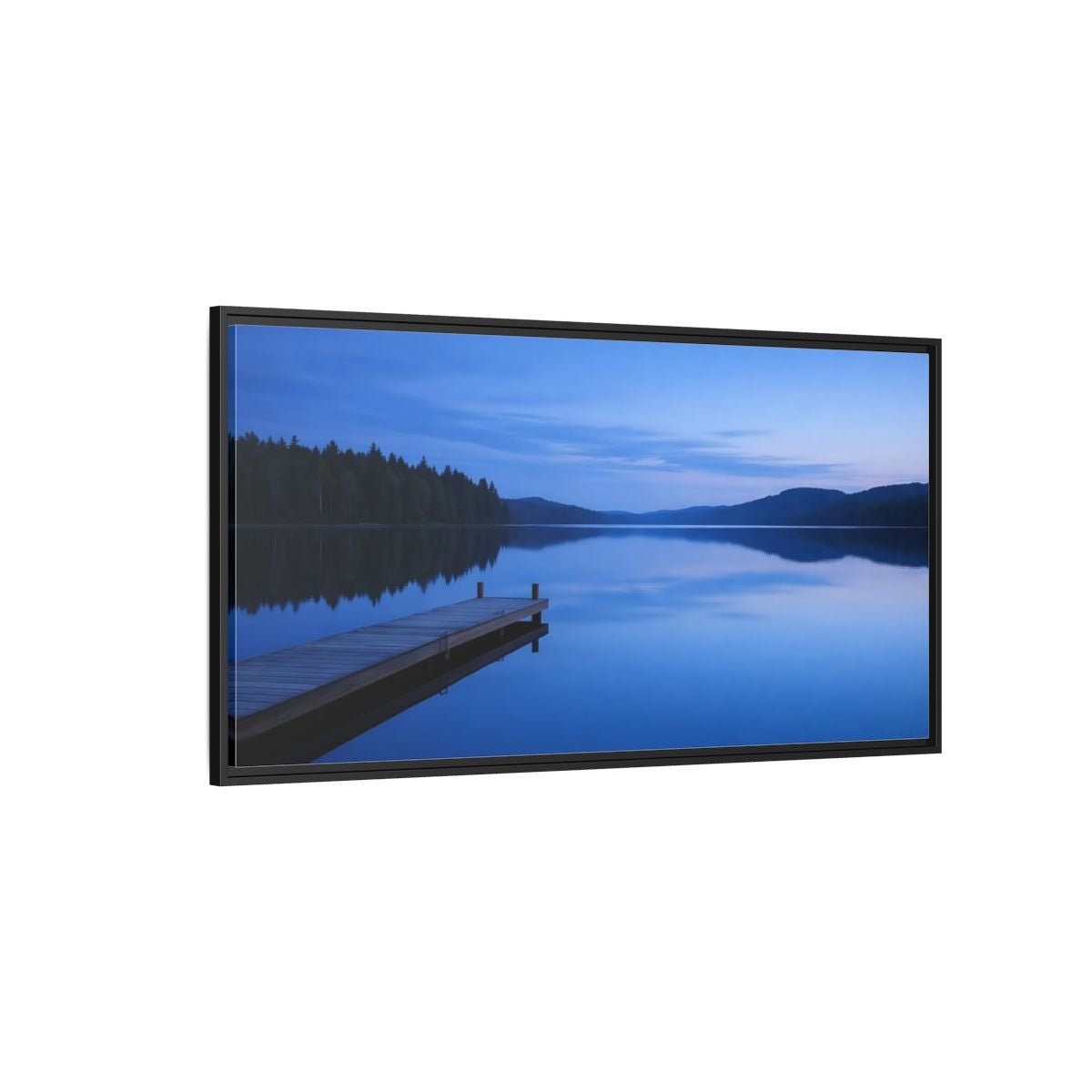 Landscape Nature Calm Lake Blue - Framed Canvas Wall Art Print - YesArtYes