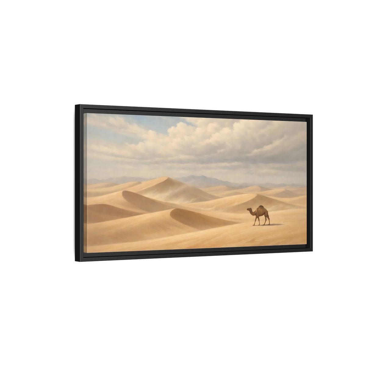 Landscape Nature Camel Desert - Framed Canvas Wall Art Print - YesArtYes