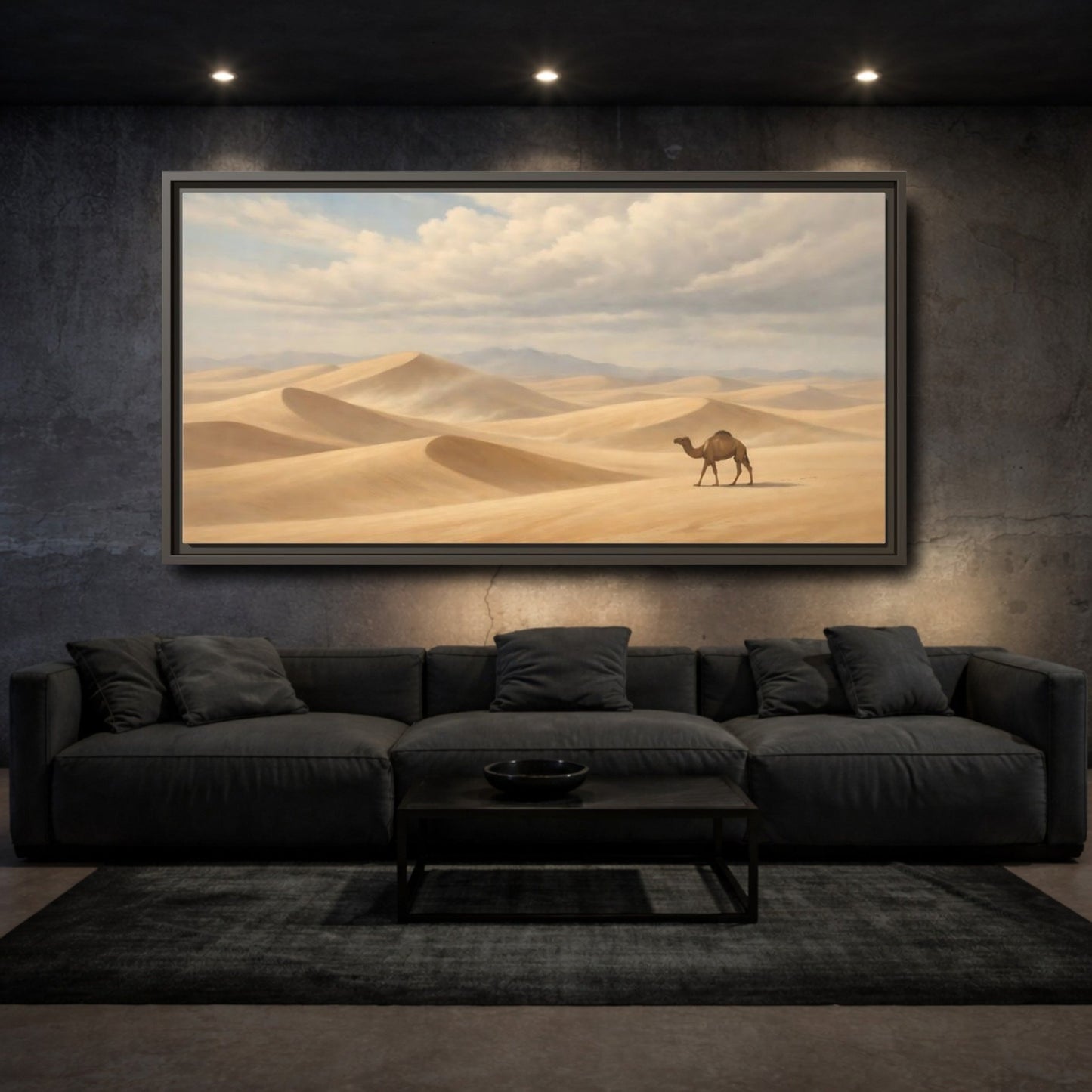 Landscape Nature Camel Desert - Framed Canvas Wall Art Print - YesArtYes