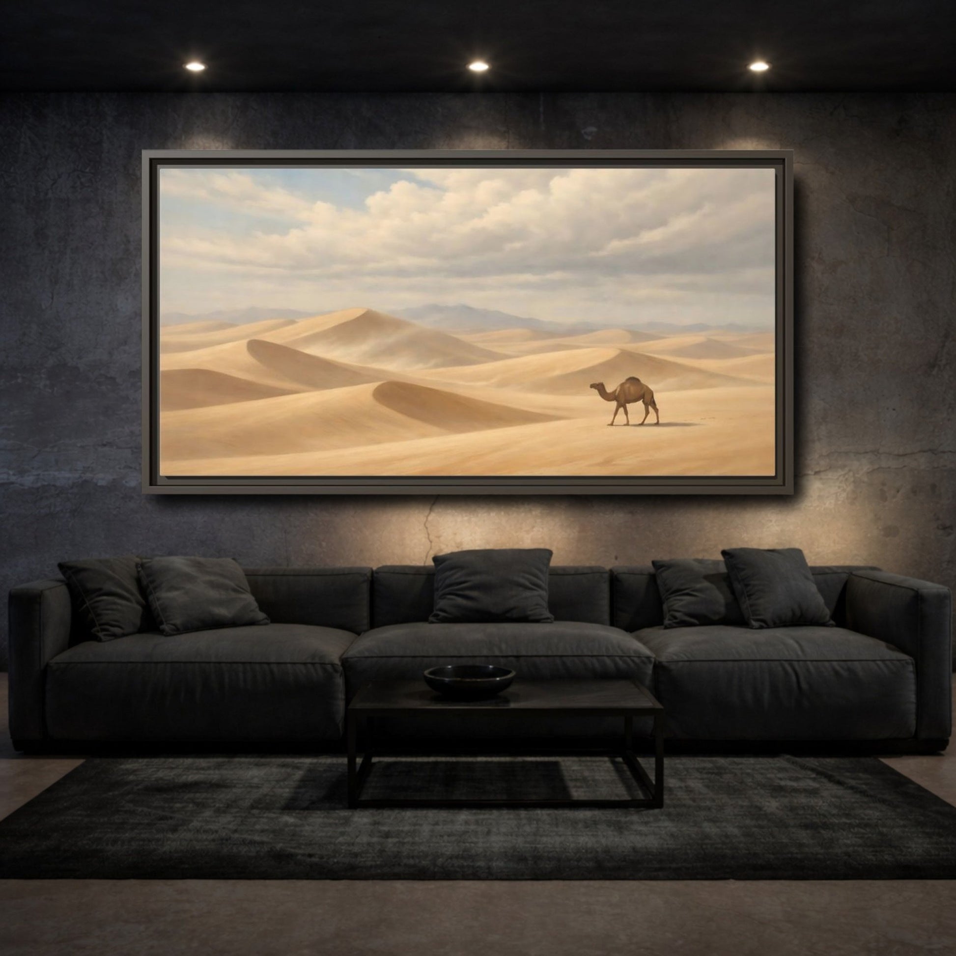 Landscape Nature Camel Desert - Framed Canvas Wall Art Print - YesArtYes
