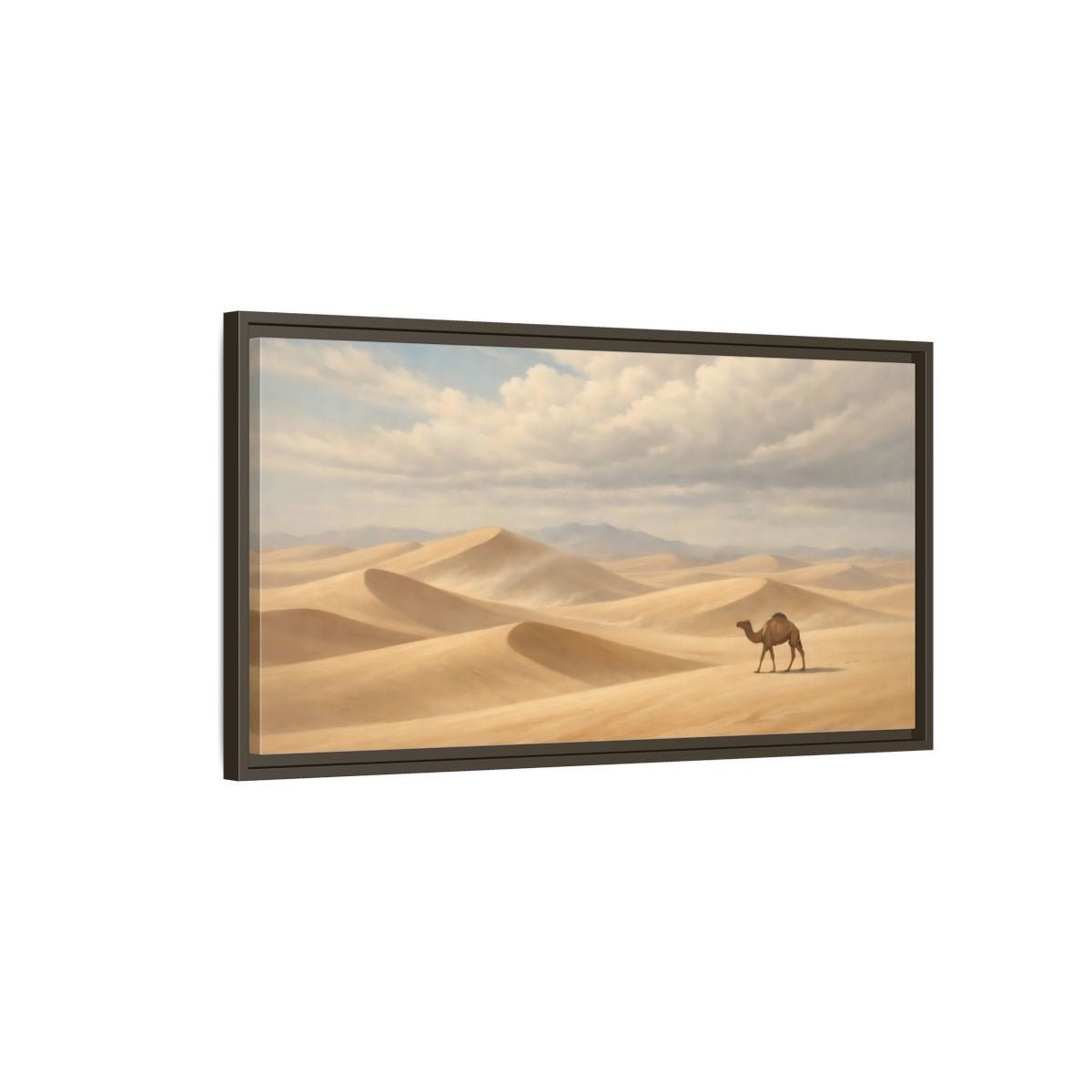 Landscape Nature Camel Desert - Framed Canvas Wall Art Print - YesArtYes