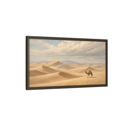 Landscape Nature Camel Desert - Framed Canvas Wall Art Print - YesArtYes