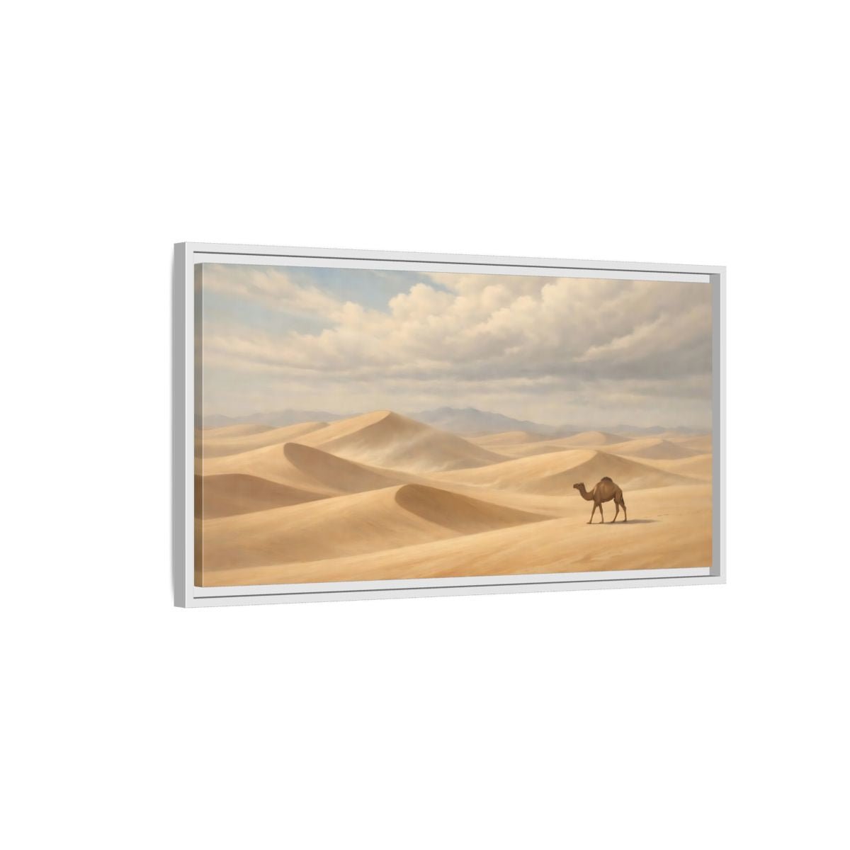 Landscape Nature Camel Desert - Framed Canvas Wall Art Print - YesArtYes