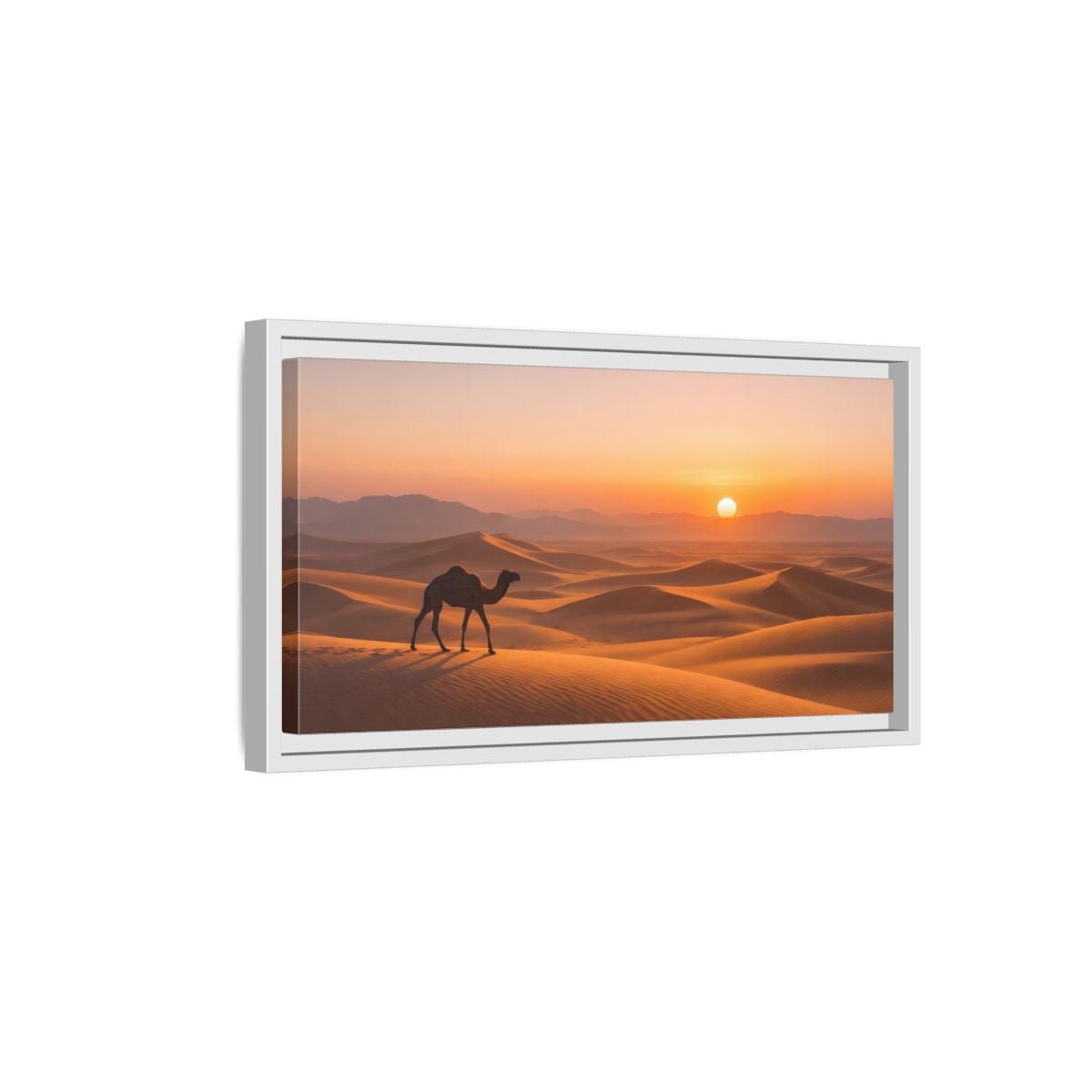 Landscape Nature Camel Orange Desert - Framed Canvas Wall Art Print - YesArtYes