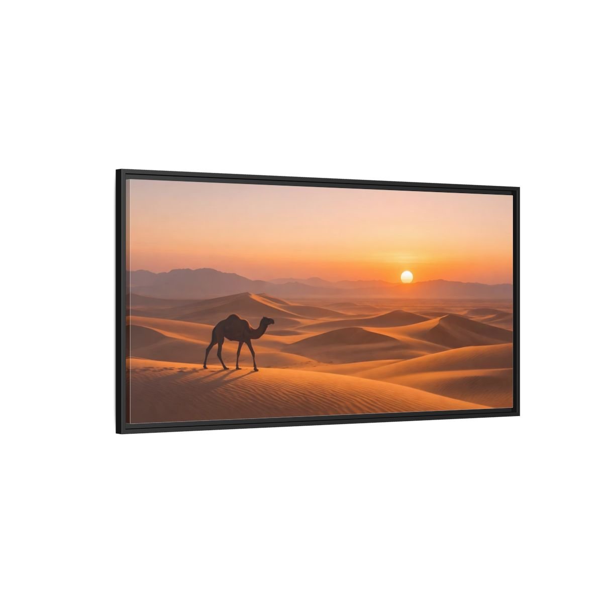 Landscape Nature Camel Orange Desert - Framed Canvas Wall Art Print - YesArtYes