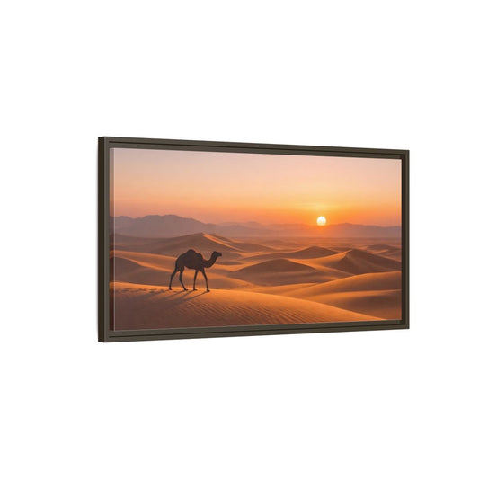 Landscape Nature Camel Orange Desert - Framed Canvas Wall Art Print - YesArtYes