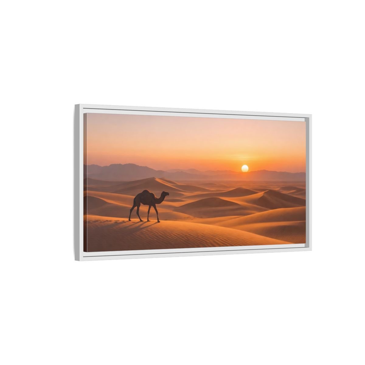 Landscape Nature Camel Orange Desert - Framed Canvas Wall Art Print - YesArtYes