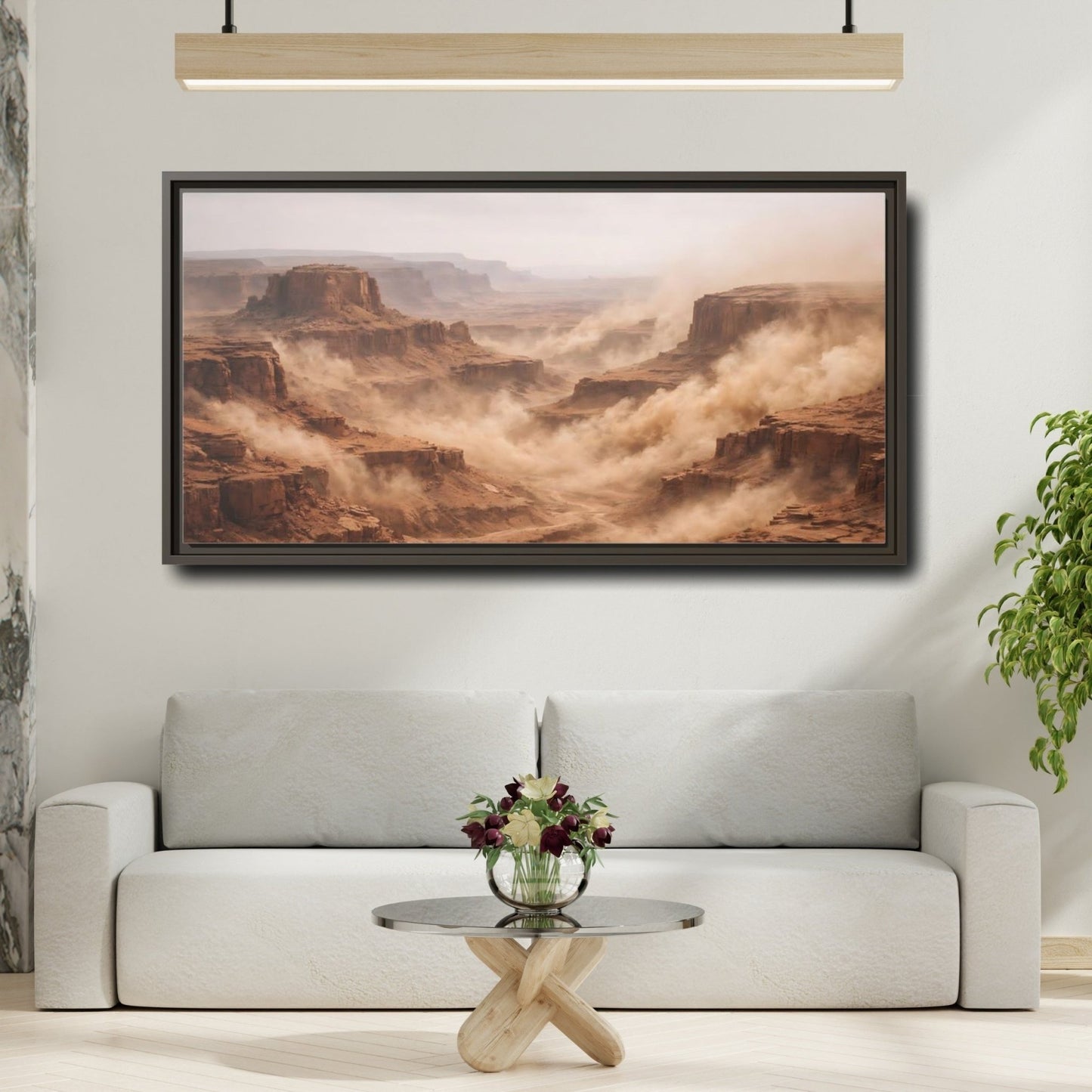 Landscape Nature Canyon Brown Orange - Framed Canvas Wall Art Print - YesArtYes