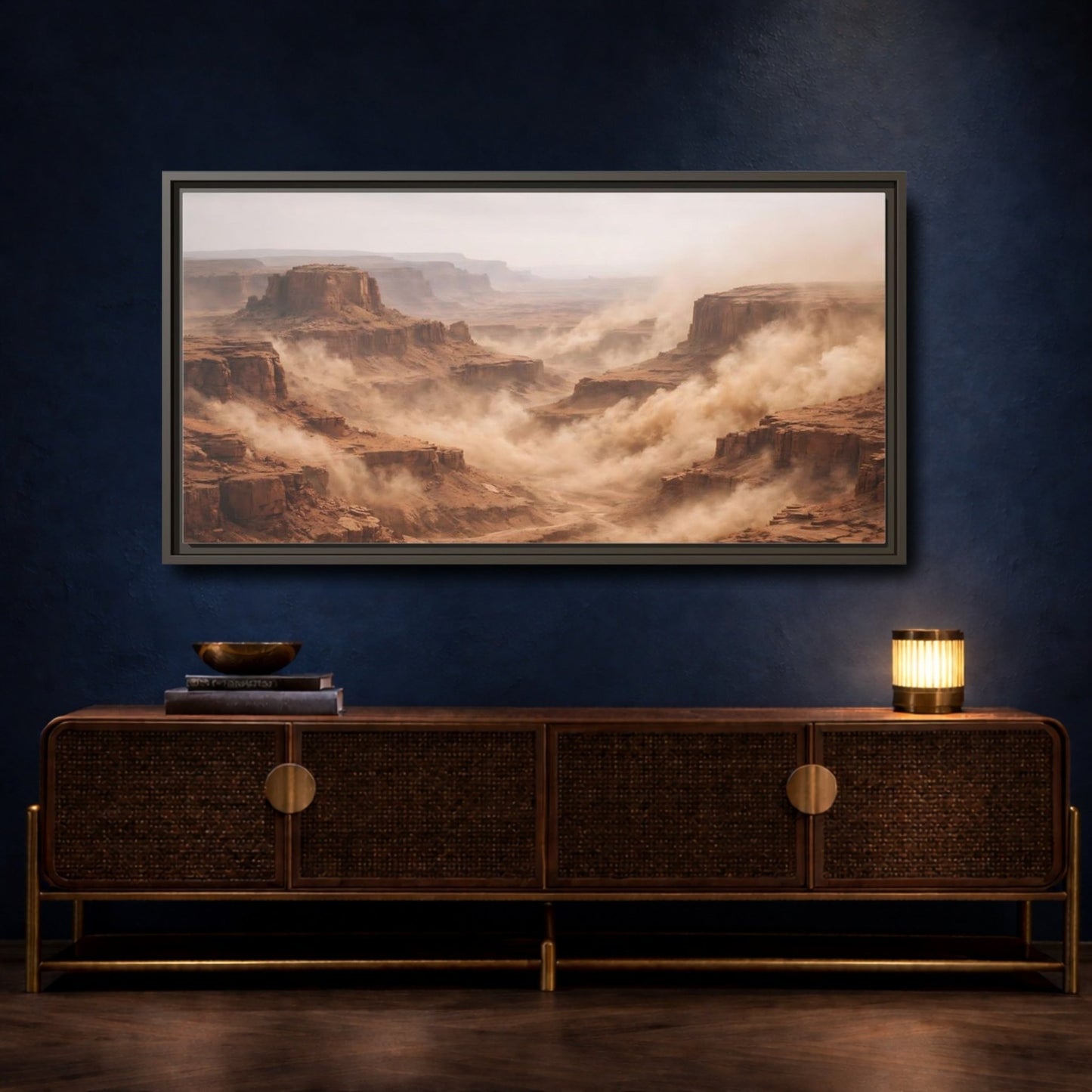 Landscape Nature Canyon Brown Orange - Framed Canvas Wall Art Print - YesArtYes