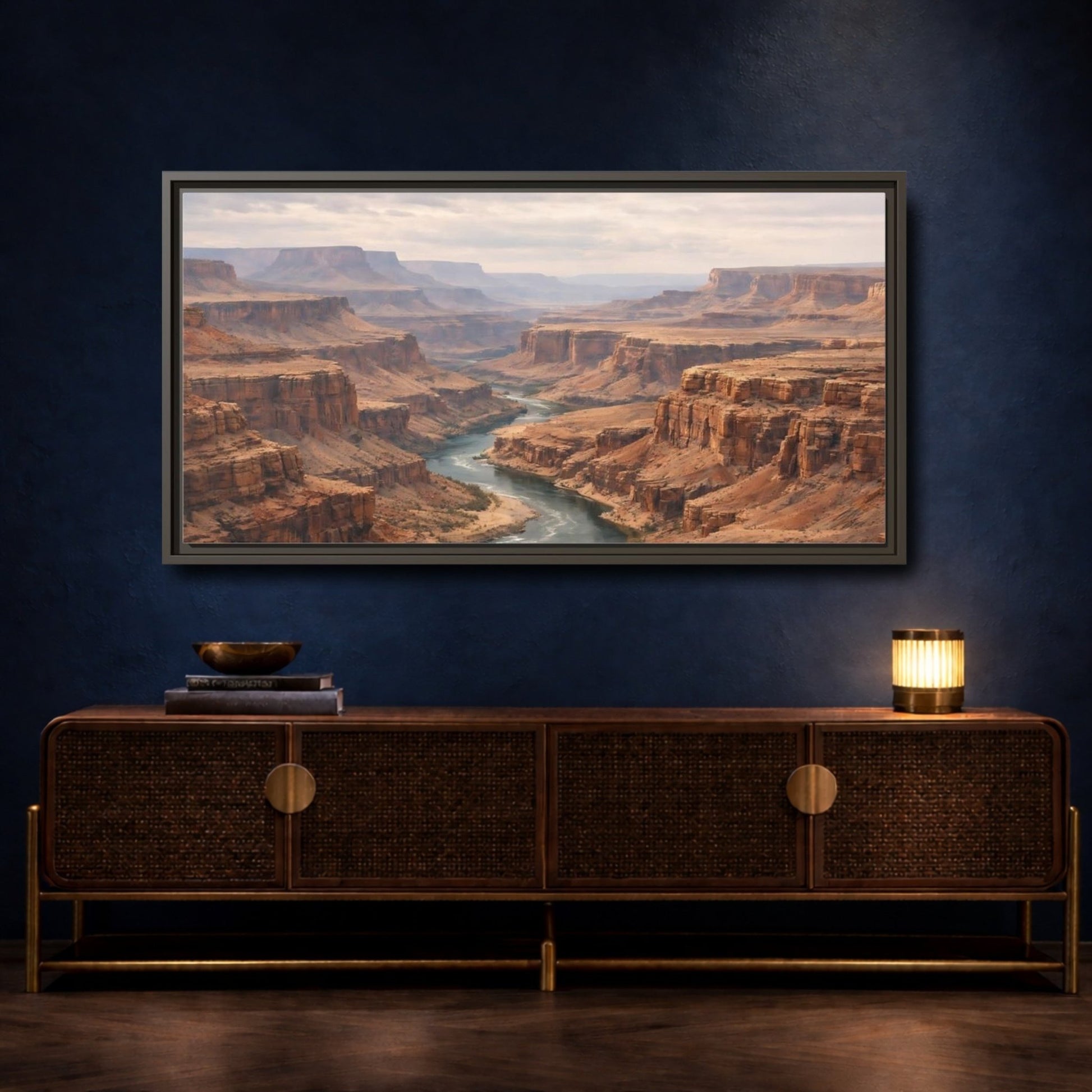 Landscape Nature Canyon River Desert - Framed Canvas Wall Art Print - YesArtYes