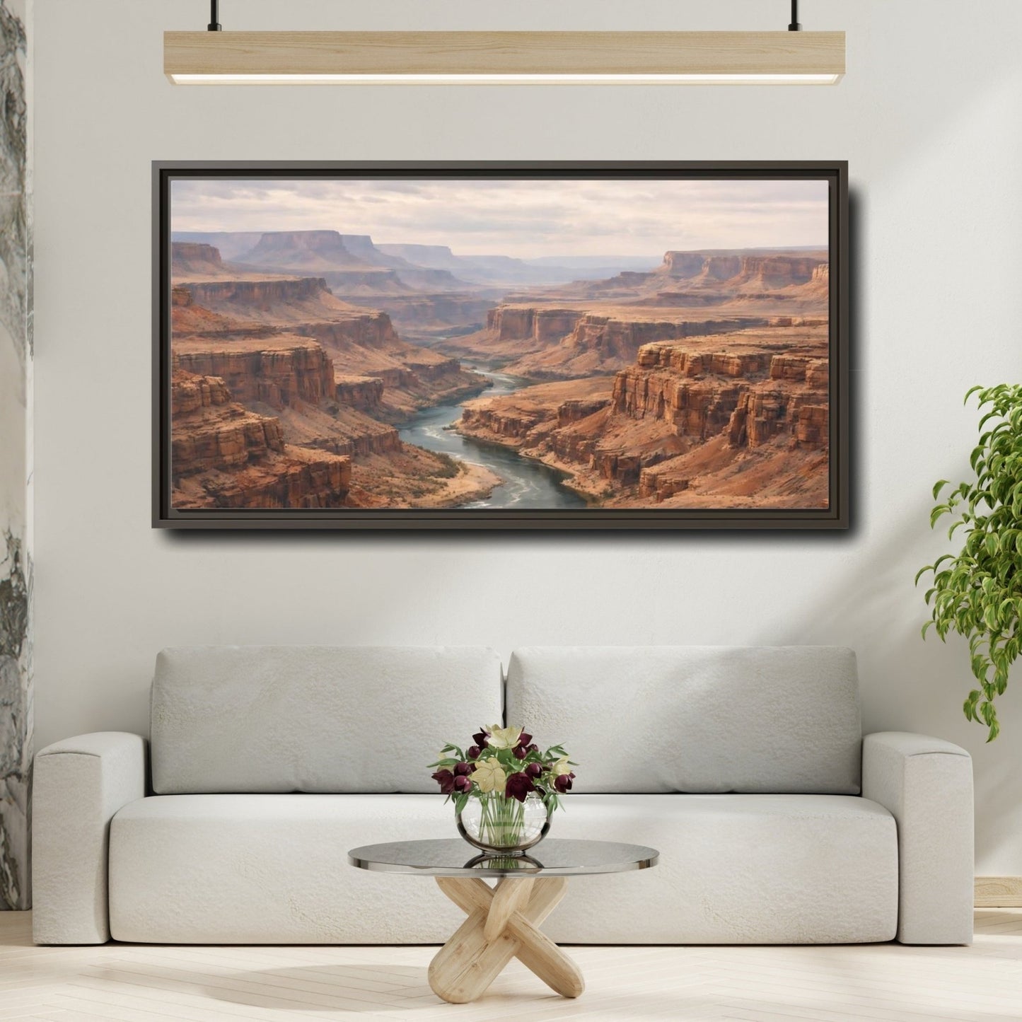 Landscape Nature Canyon River Desert - Framed Canvas Wall Art Print - YesArtYes