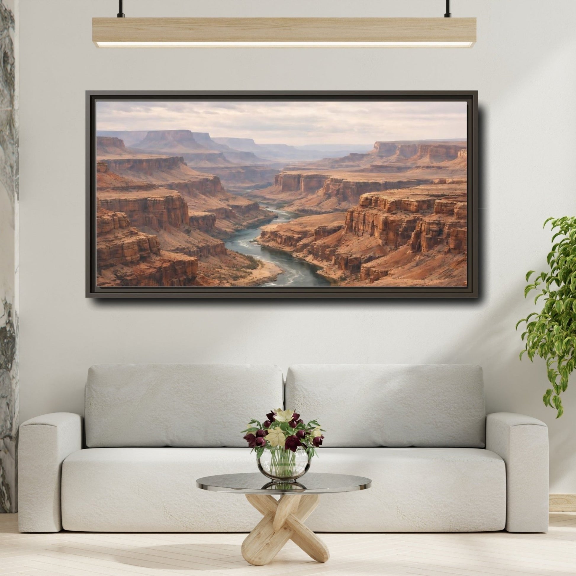 Landscape Nature Canyon River Desert - Framed Canvas Wall Art Print - YesArtYes
