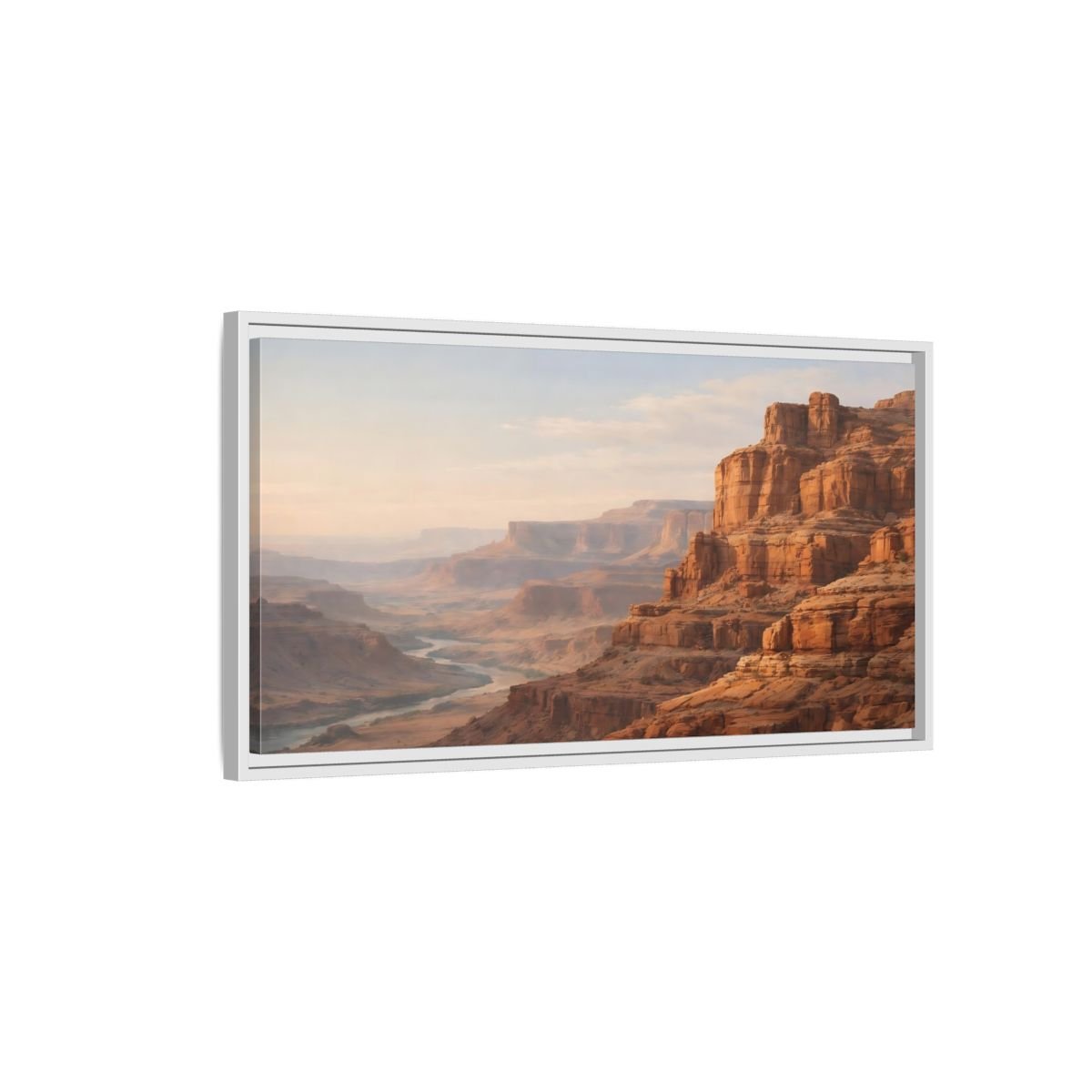 Landscape Nature Canyon River Orange - Framed Canvas Wall Art Print - YesArtYes