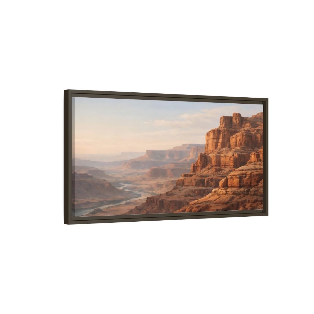 Landscape Nature Canyon River Orange - Framed Canvas Wall Art Print - YesArtYes