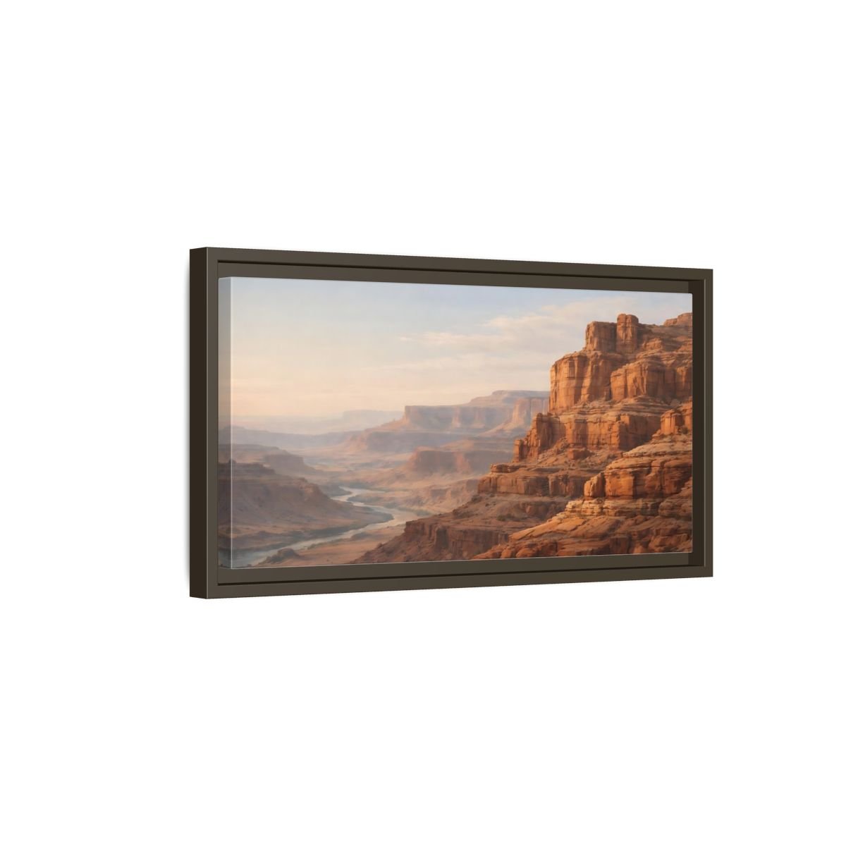 Landscape Nature Canyon River Orange - Framed Canvas Wall Art Print - YesArtYes