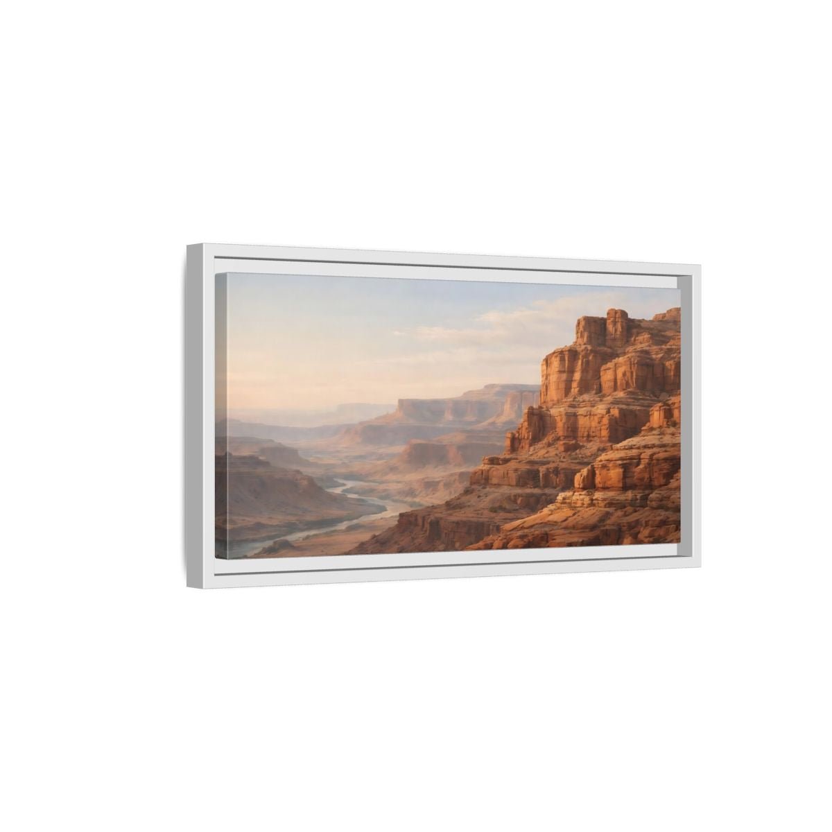 Landscape Nature Canyon River Orange - Framed Canvas Wall Art Print - YesArtYes