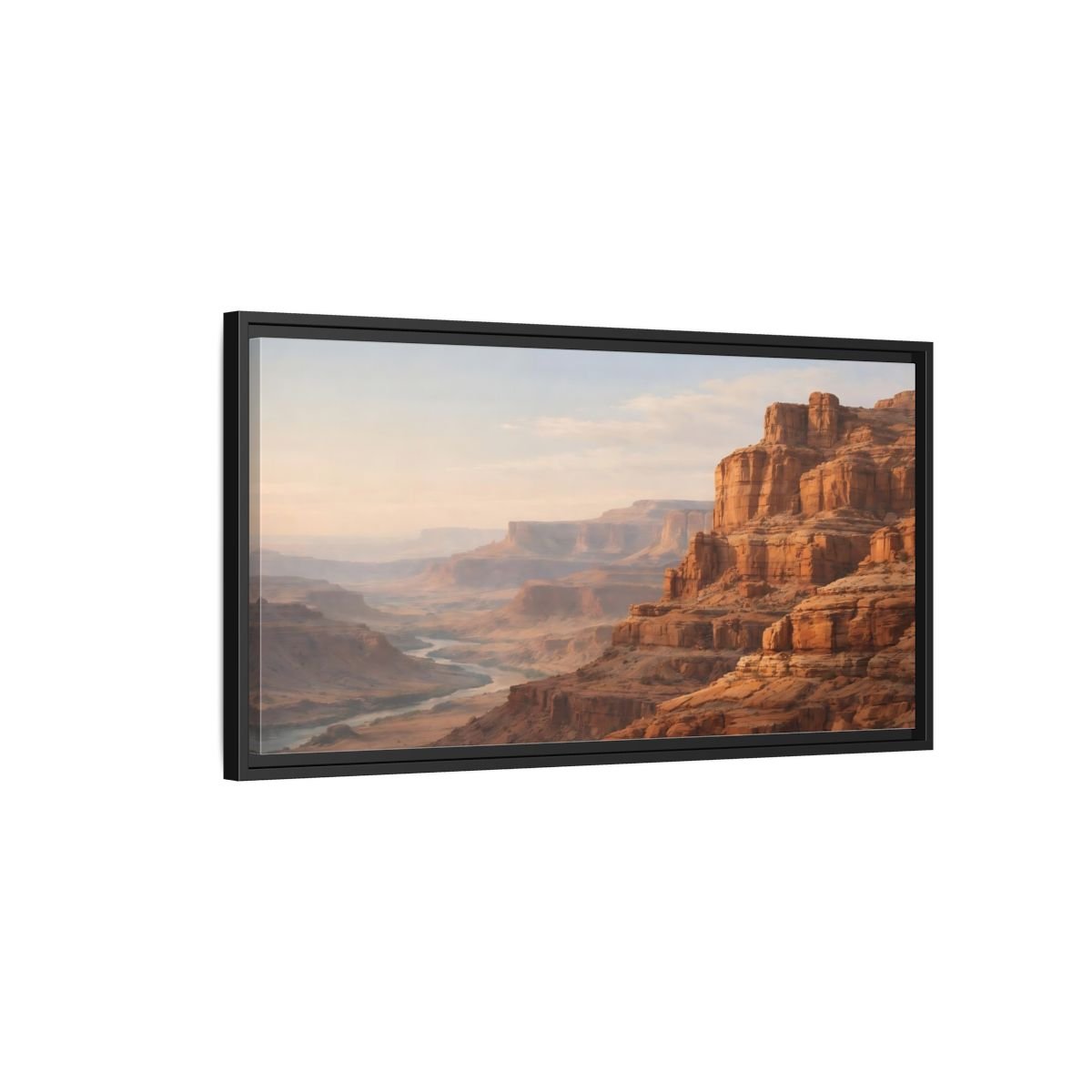 Landscape Nature Canyon River Orange - Framed Canvas Wall Art Print - YesArtYes