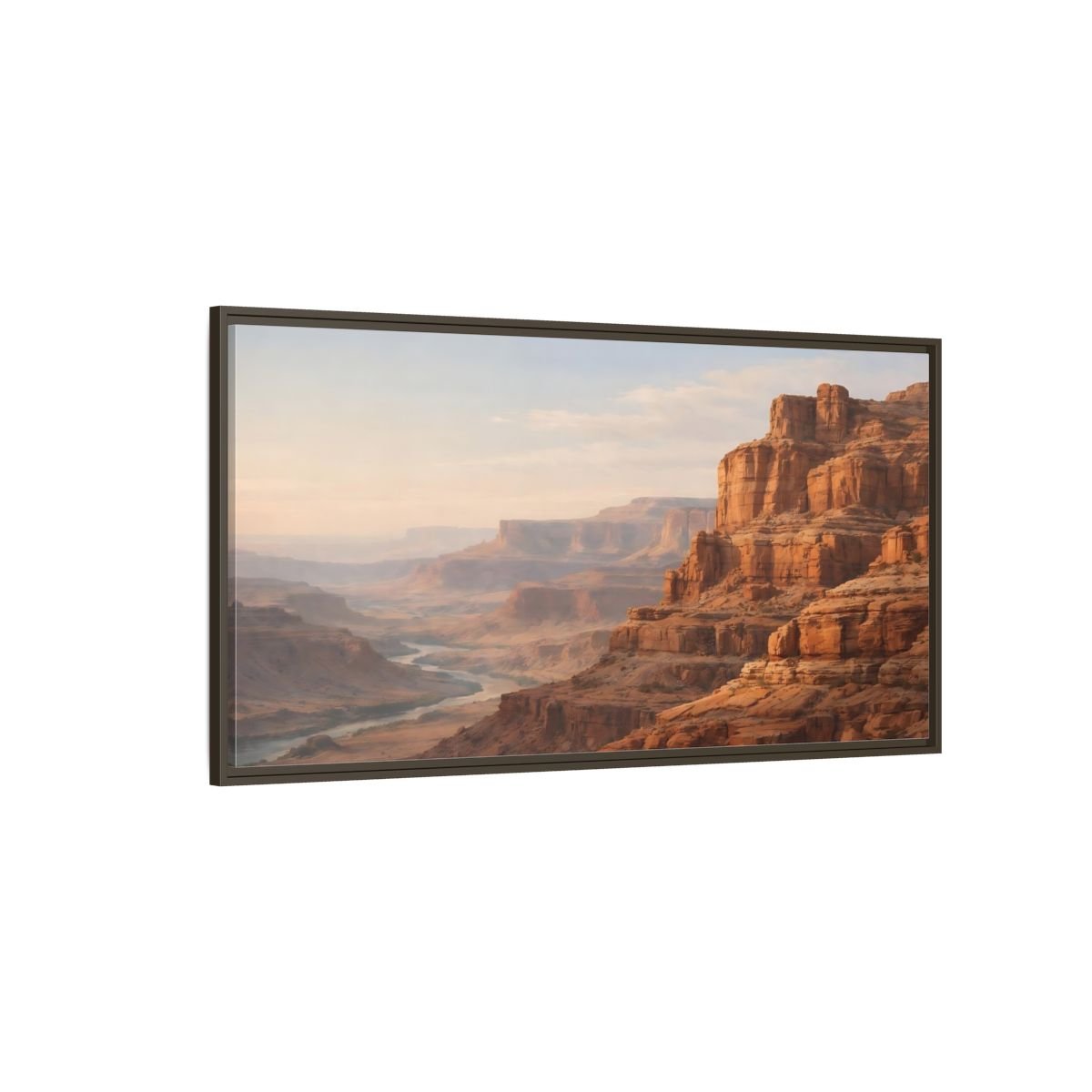 Landscape Nature Canyon River Orange - Framed Canvas Wall Art Print - YesArtYes