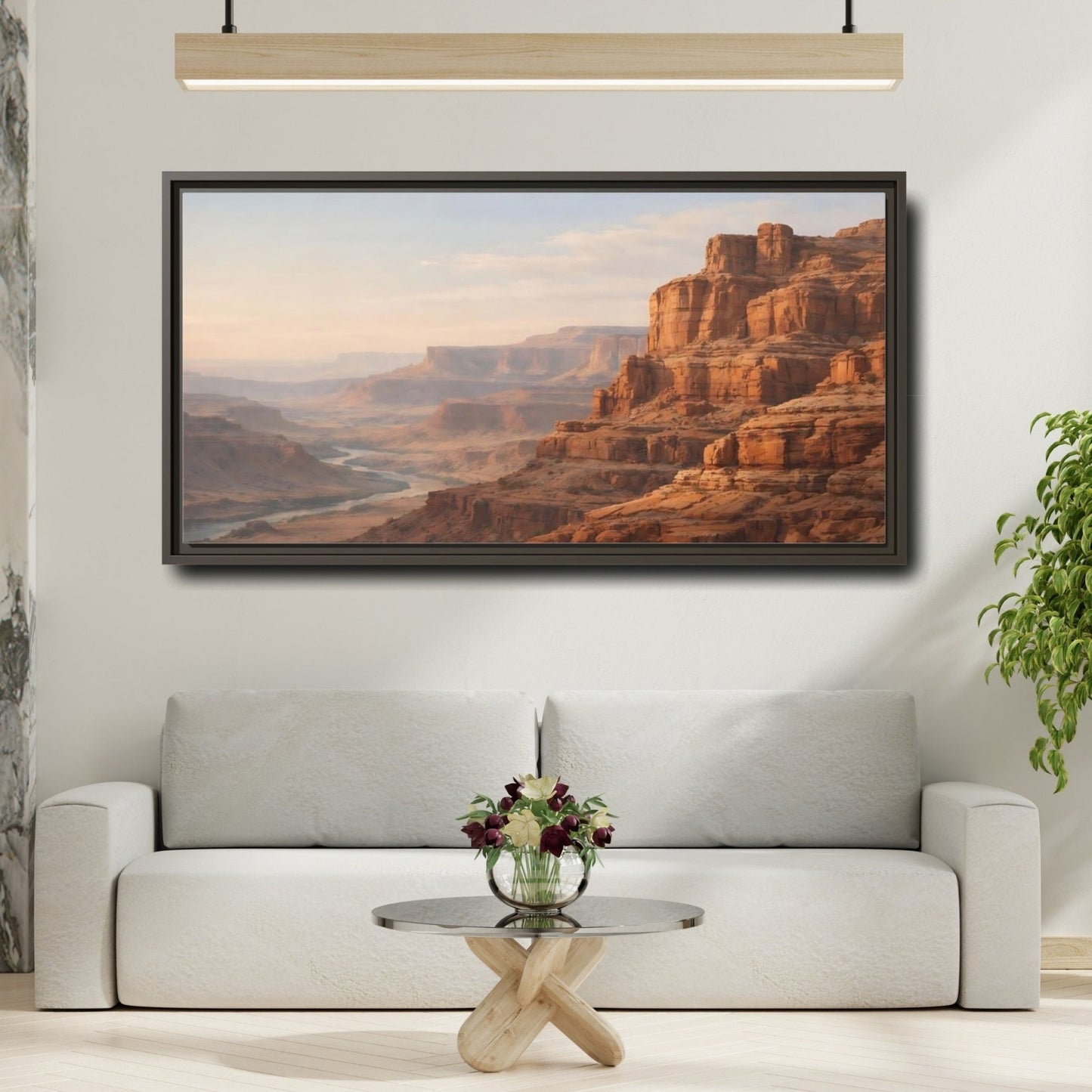 Landscape Nature Canyon River Orange - Framed Canvas Wall Art Print - YesArtYes