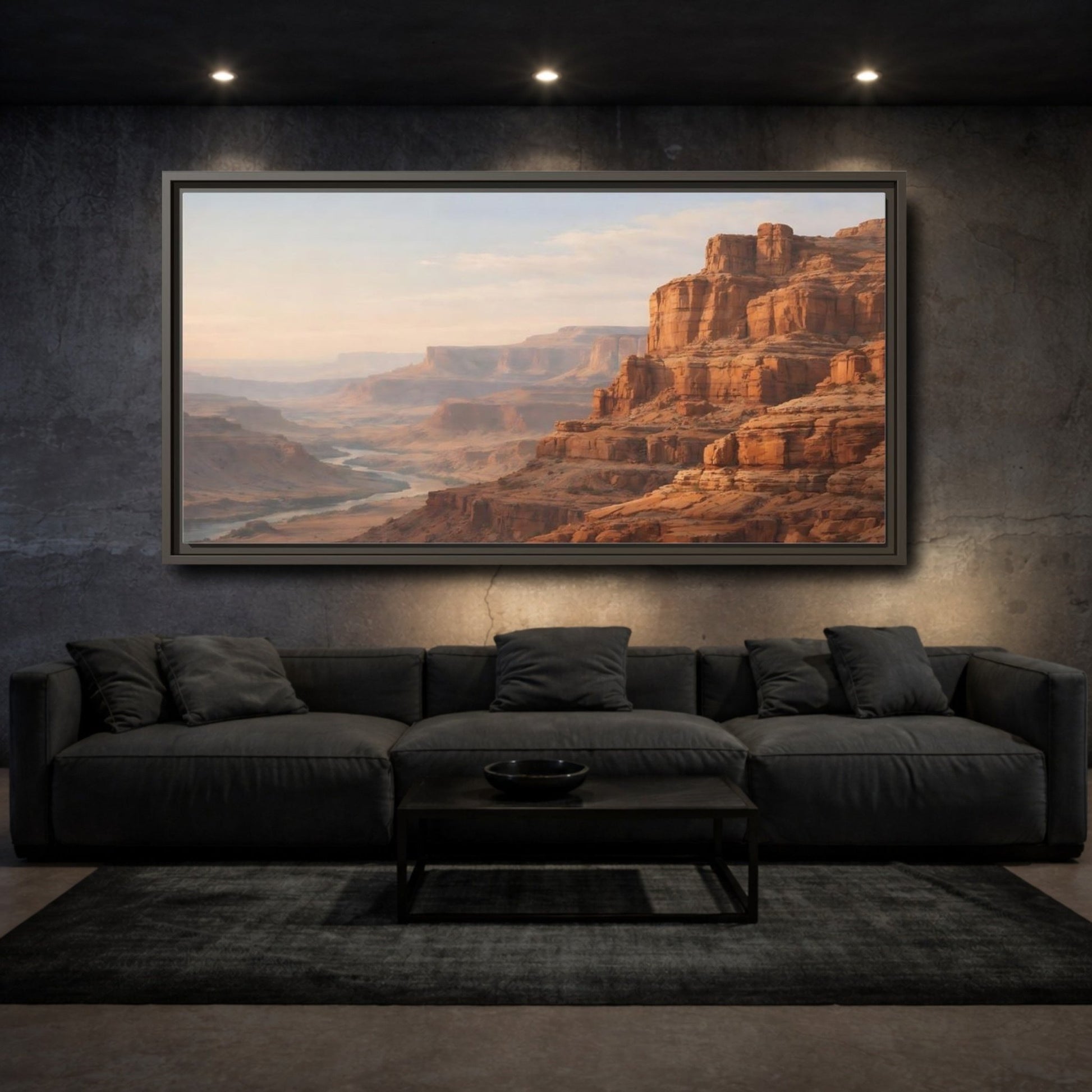 Landscape Nature Canyon River Orange - Framed Canvas Wall Art Print - YesArtYes