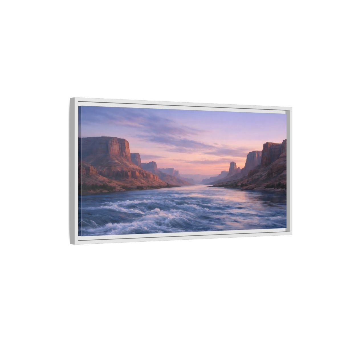 Landscape Nature Canyon River Purple Orange - Framed Canvas Wall Art Print - YesArtYes