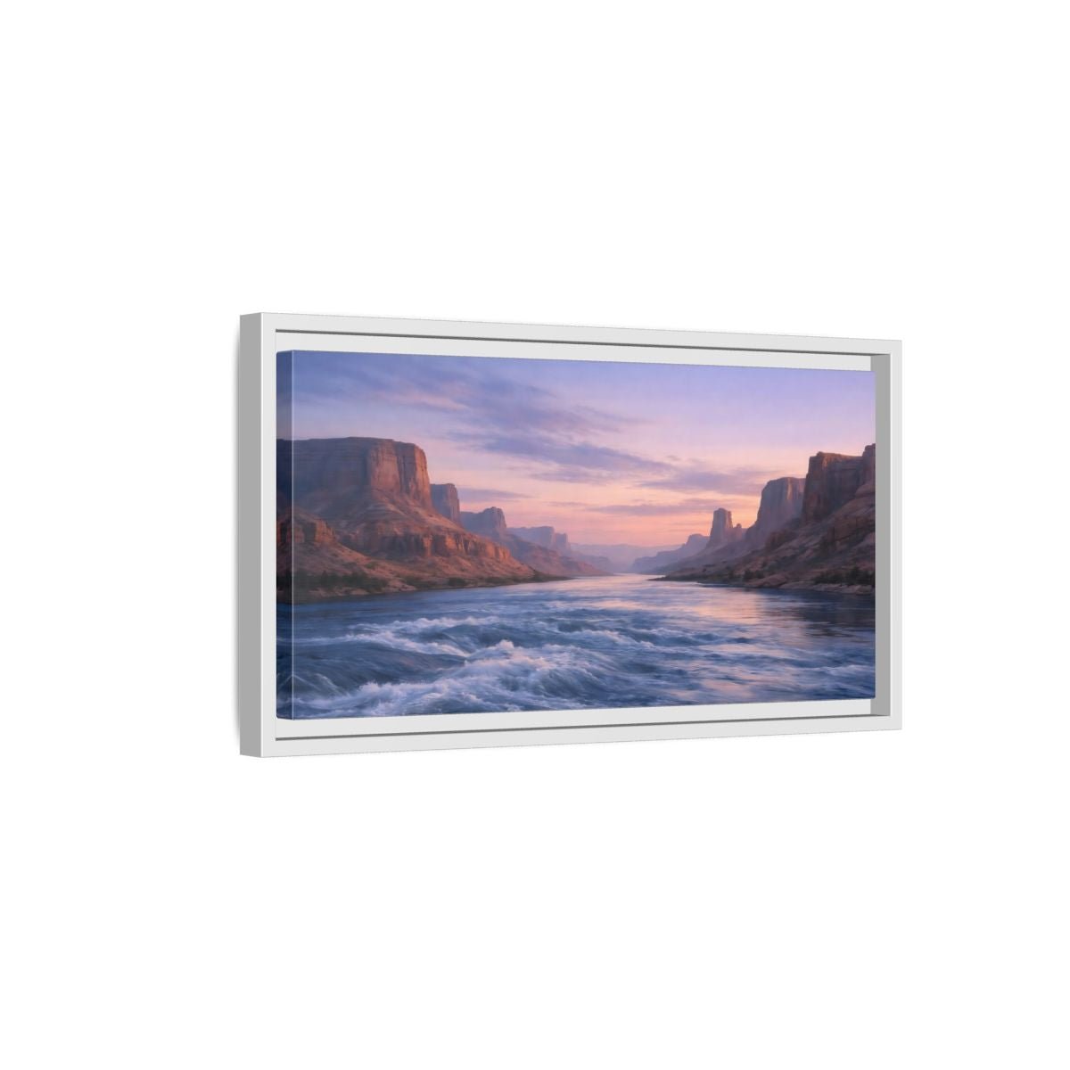 Landscape Nature Canyon River Purple Orange - Framed Canvas Wall Art Print - YesArtYes