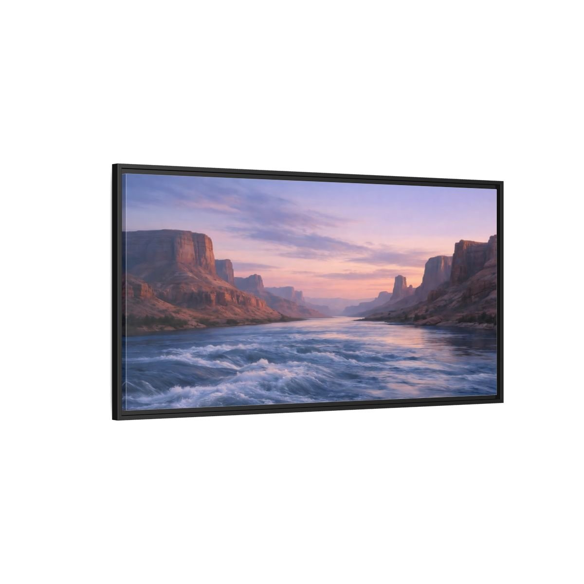 Landscape Nature Canyon River Purple Orange - Framed Canvas Wall Art Print - YesArtYes