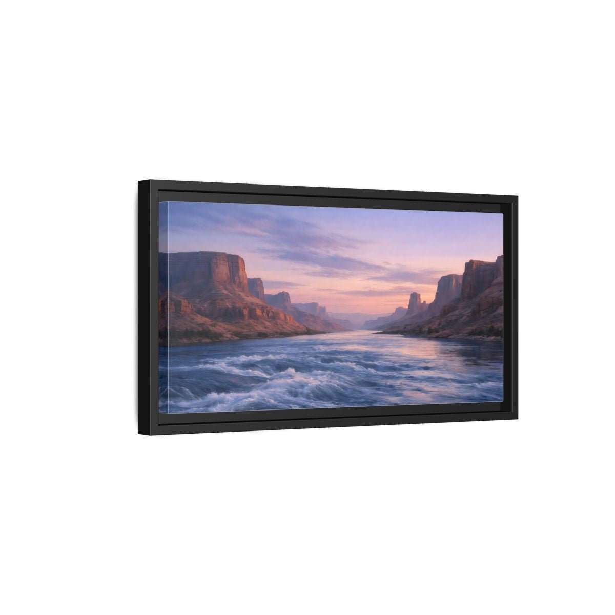 Landscape Nature Canyon River Purple Orange - Framed Canvas Wall Art Print - YesArtYes