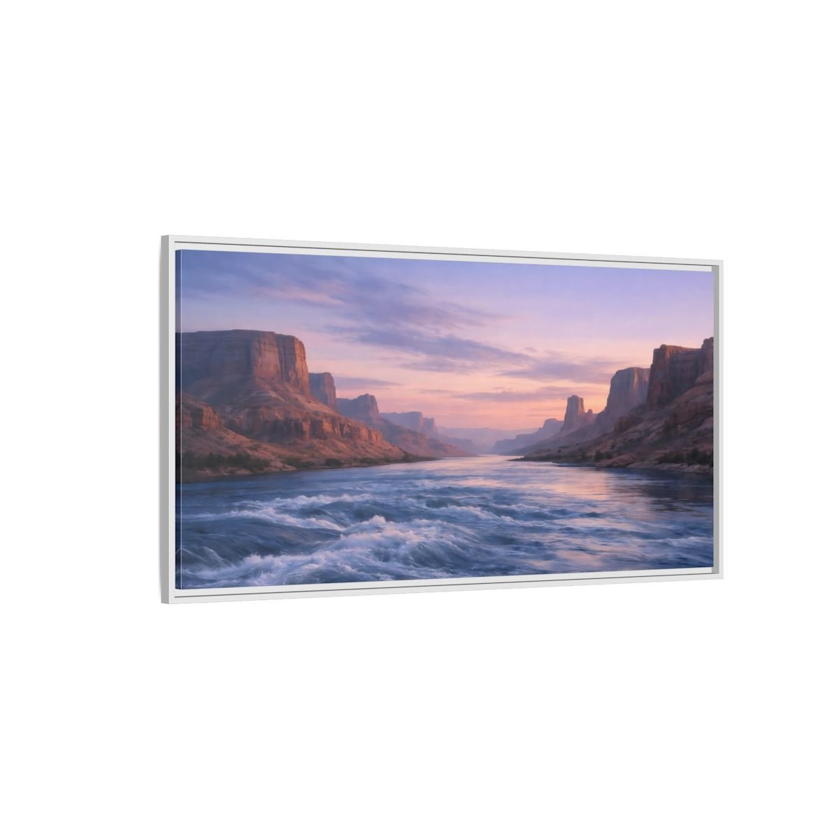 Landscape Nature Canyon River Purple Orange - Framed Canvas Wall Art Print - YesArtYes