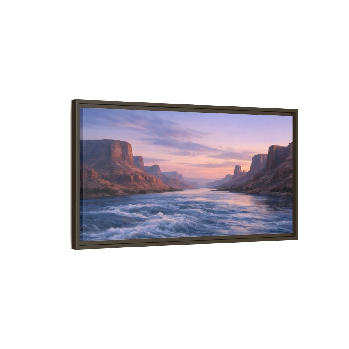 Landscape Nature Canyon River Purple Orange - Framed Canvas Wall Art Print - YesArtYes