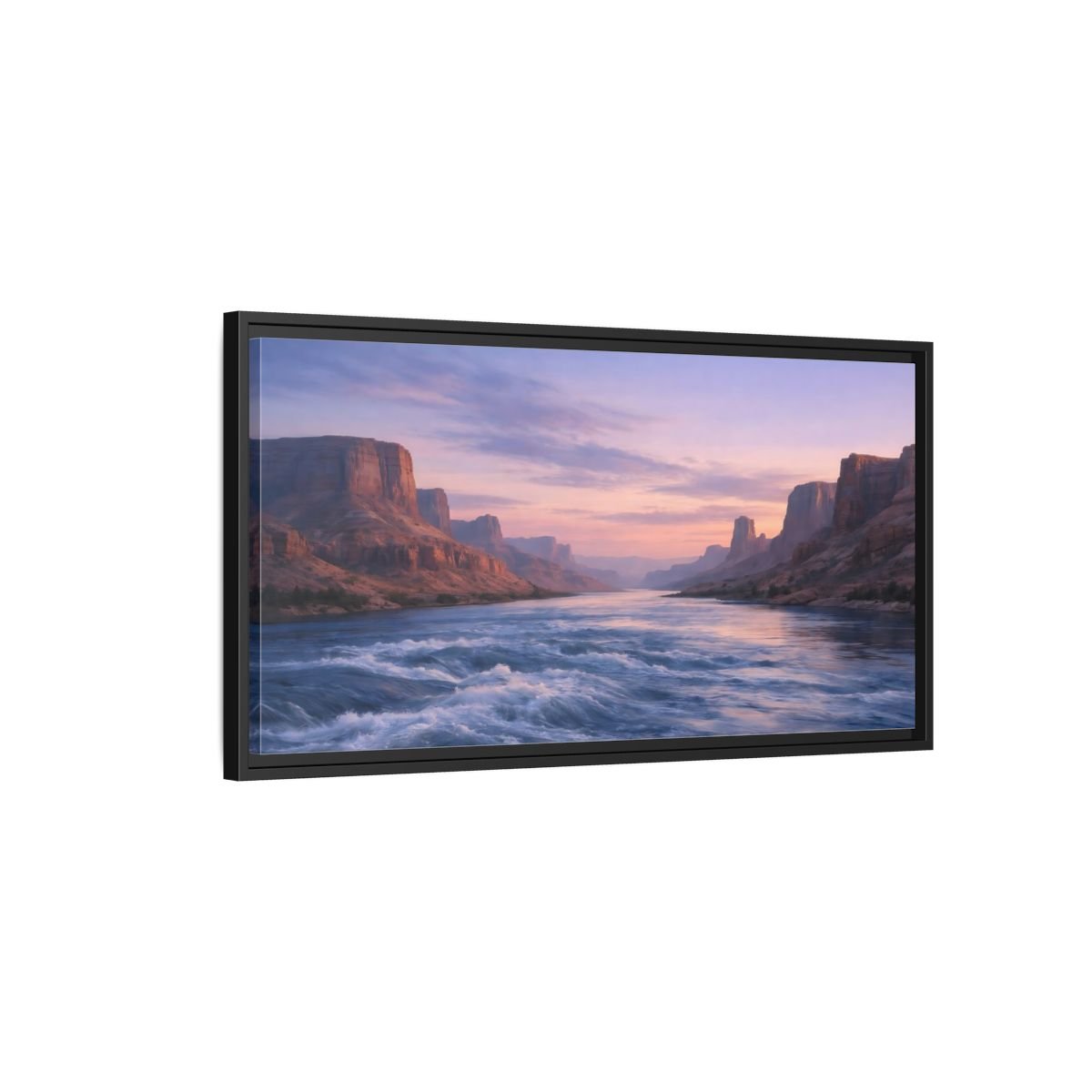 Landscape Nature Canyon River Purple Orange - Framed Canvas Wall Art Print - YesArtYes