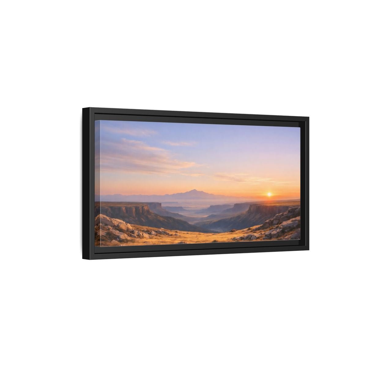 Landscape Nature Canyon Vista Orange Blue - Framed Canvas Wall Art Print - YesArtYes