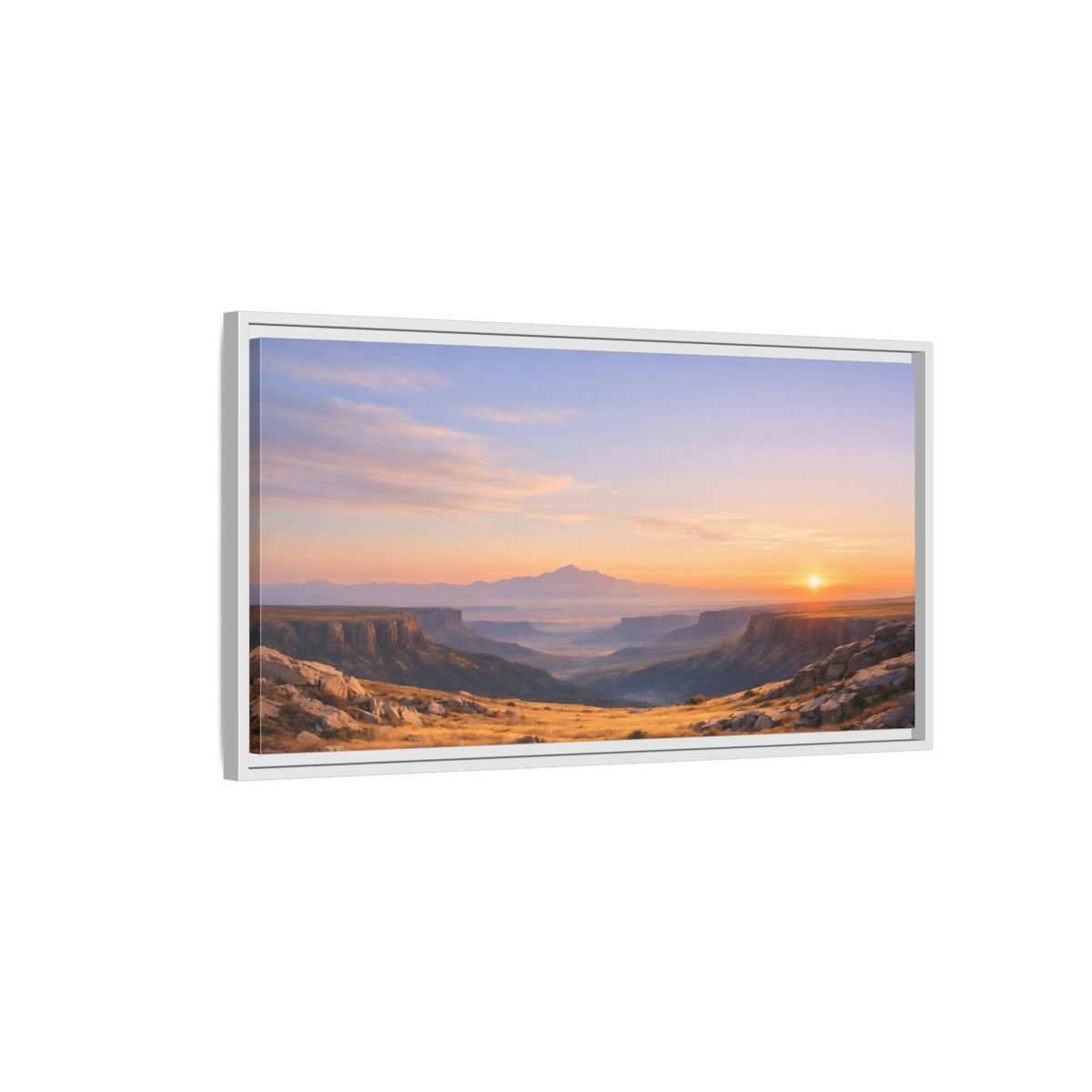Landscape Nature Canyon Vista Orange Blue - Framed Canvas Wall Art Print - YesArtYes