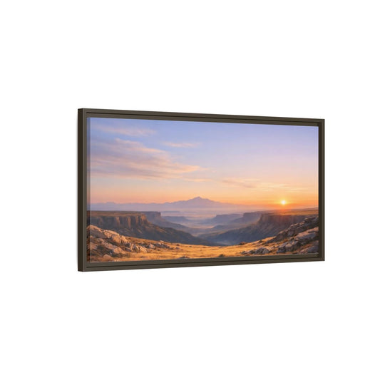 Landscape Nature Canyon Vista Orange Blue - Framed Canvas Wall Art Print - YesArtYes