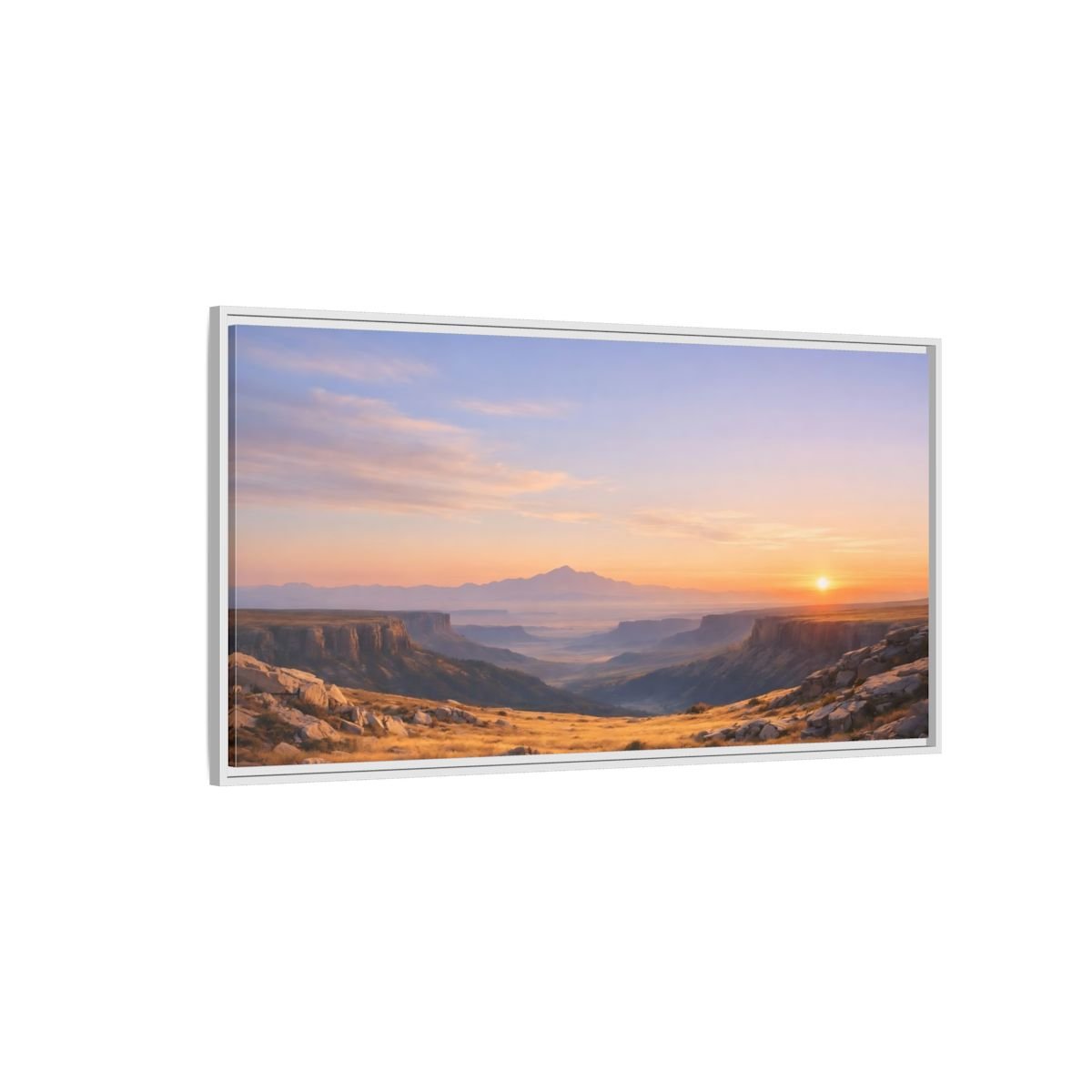 Landscape Nature Canyon Vista Orange Blue - Framed Canvas Wall Art Print - YesArtYes