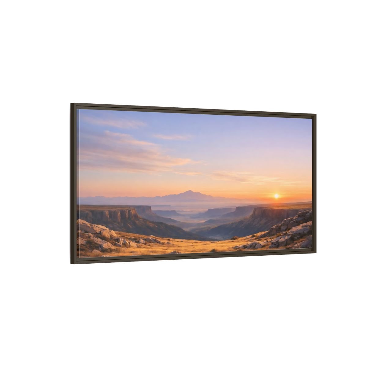 Landscape Nature Canyon Vista Orange Blue - Framed Canvas Wall Art Print - YesArtYes