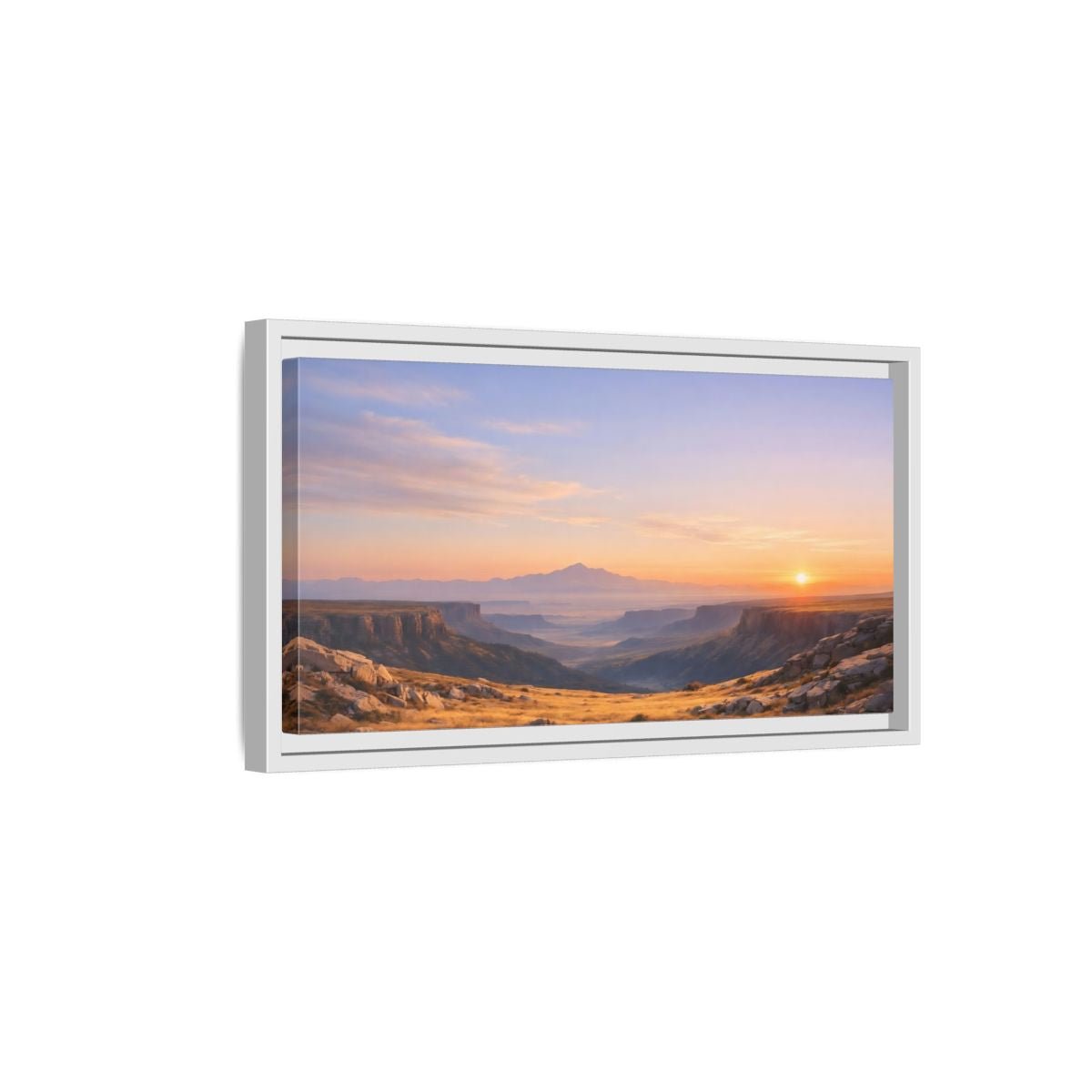 Landscape Nature Canyon Vista Orange Blue - Framed Canvas Wall Art Print - YesArtYes